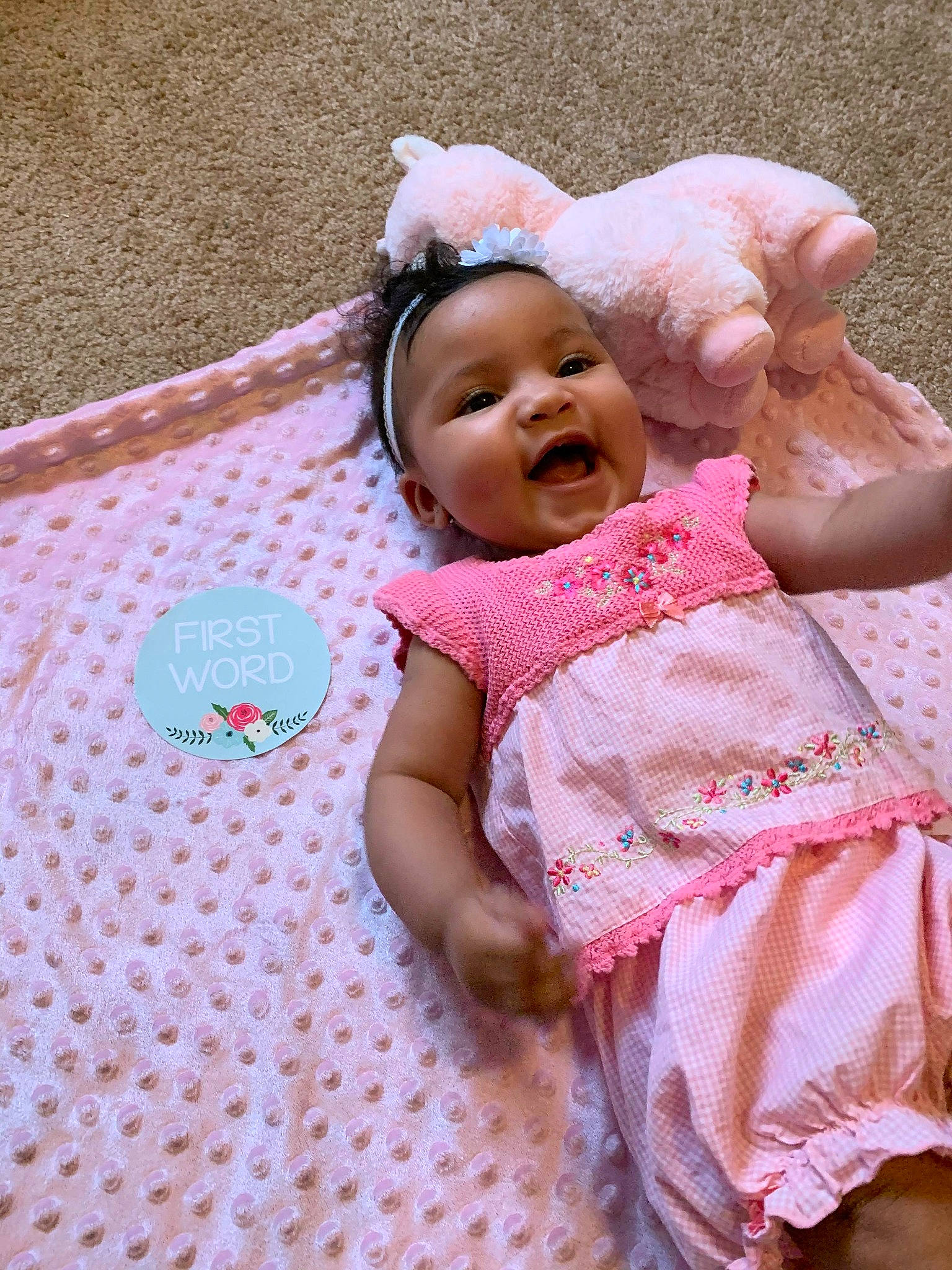 Mckenna is registered to the contest to win money with this photo: baby, baby_toddler_clothing, cheek, child, headwear, person, pink, play, skin, smile, toddler