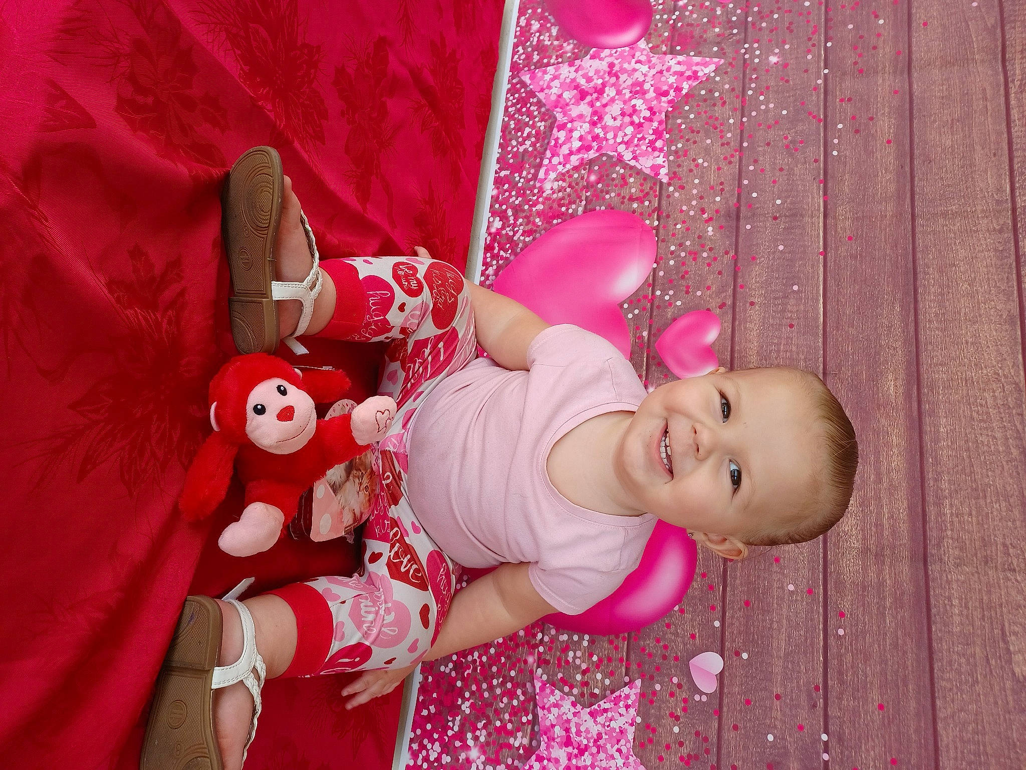 Makenzy joined the competition — help win amazing prizes! baby, baby_products, baby_toddler_clothing, carmine, child, event, happy, hat, holiday, joy, magenta, ornament, pattern, person, pink, red, sleeve, smile, textile, toddler