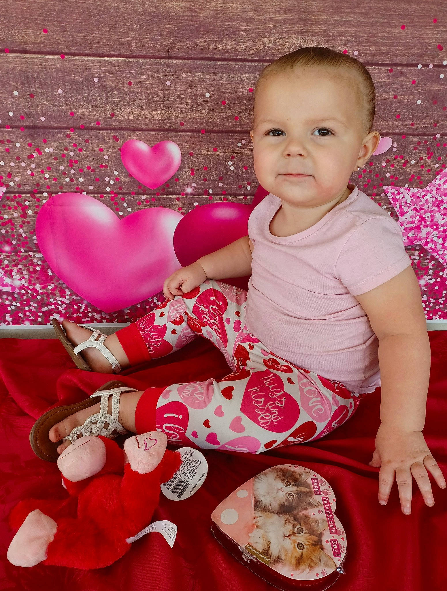 Makenzy joined the competition — help win amazing prizes! baby, baby_toddler_clothing, cheek, child, comfort_food, dress, event, food, happy, magenta, pattern, peach, person, pink, plate, sitting, sleeve, sock, sweetness, tableware