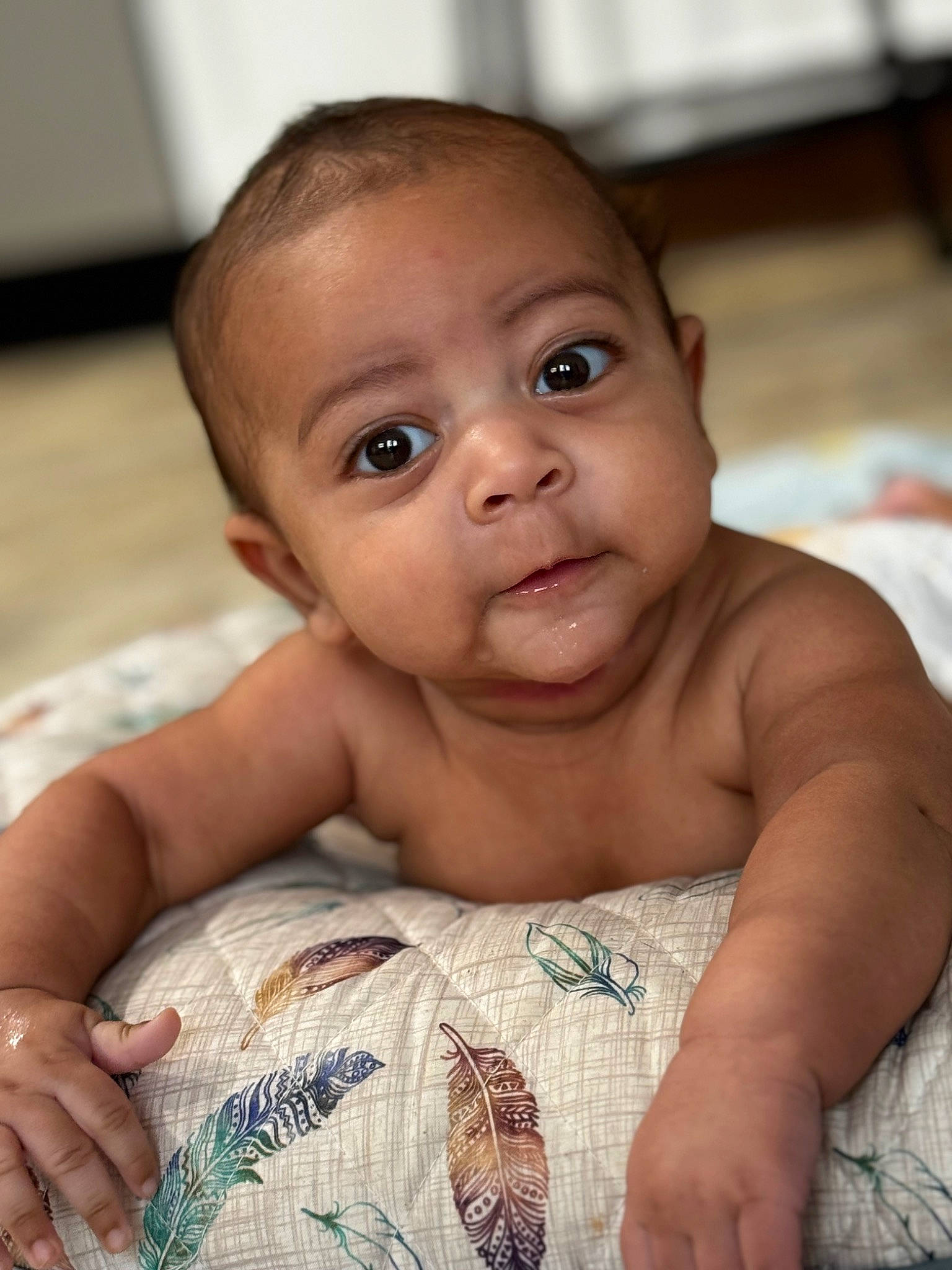 Tayshawn joined the competition — help win amazing prizes! abdomen, baby, cheek, chest, child, chin, eye, eyebrow, eyelash, face, finger, iris, linens, lip, mammal, nose, person, skin, stomach, toddler