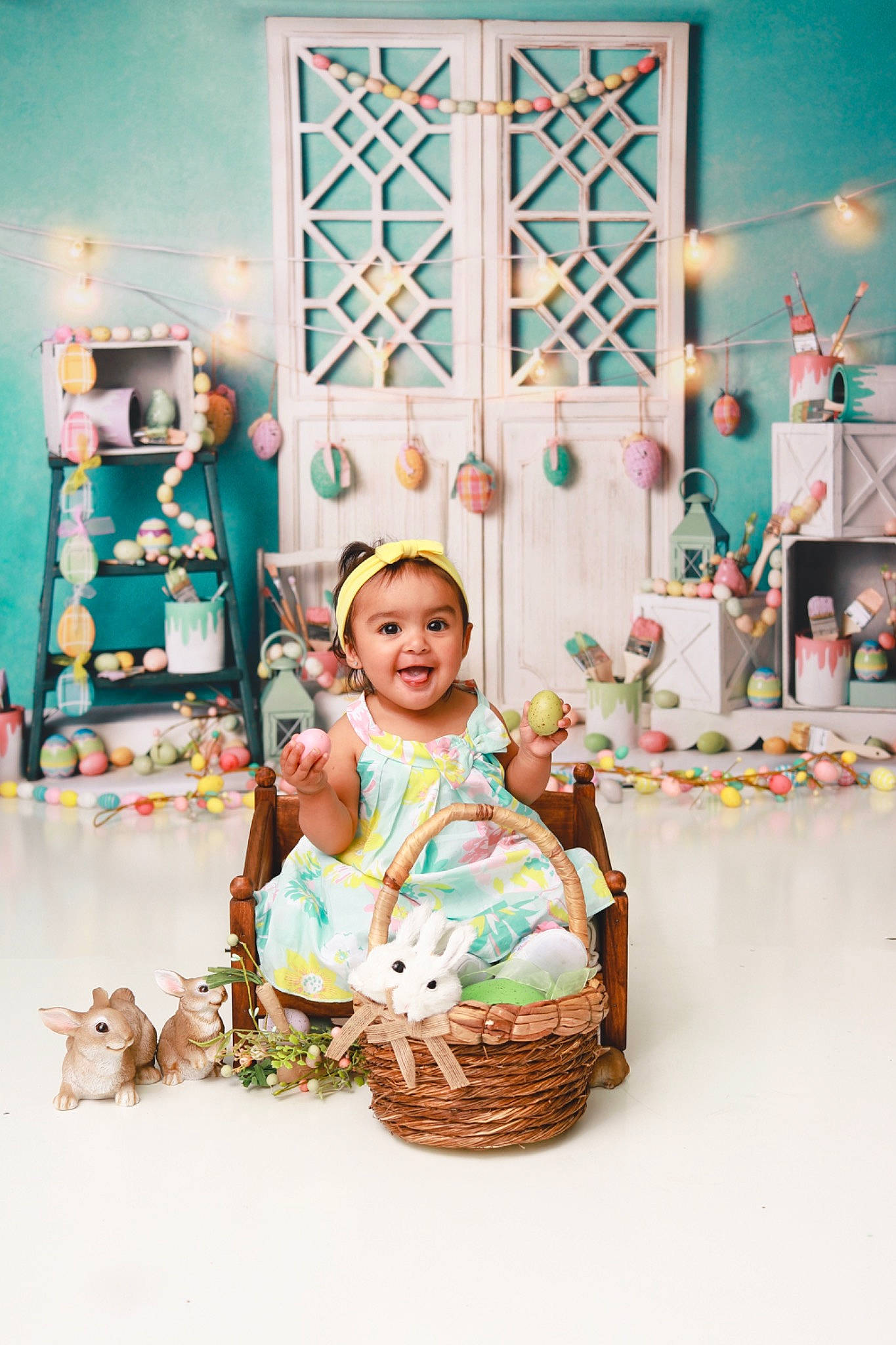 Arya joined the competition — help win amazing prizes! art, baby, basket, child, costume, doll, event, fashion_design, fun, happy, holiday, joy, peach, person, picnic_basket, present, room, sitting, smile, toddler