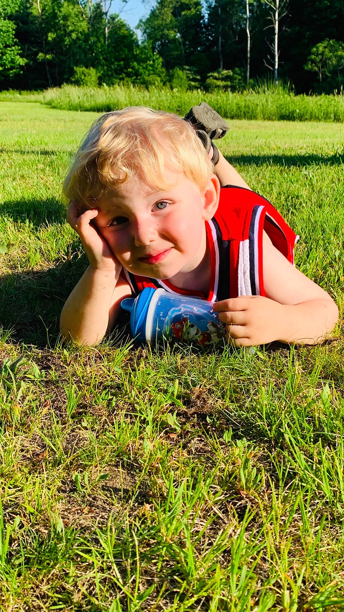 Sylar joined the competition — help win amazing prizes! botany, child, electric_blue, finger, gesture, grass, grass_family, grassland, hand, happy, lawn, leisure, meadow, people_in_nature, person, plant, recreation, smile, summer, toddler