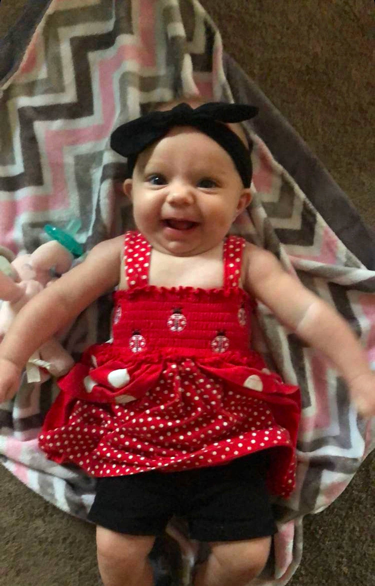 Berkley is registered to the contest to win money with this photo: child, child_model, costume, dance, design, dress, pattern, person, polka_dot, smile, toddler