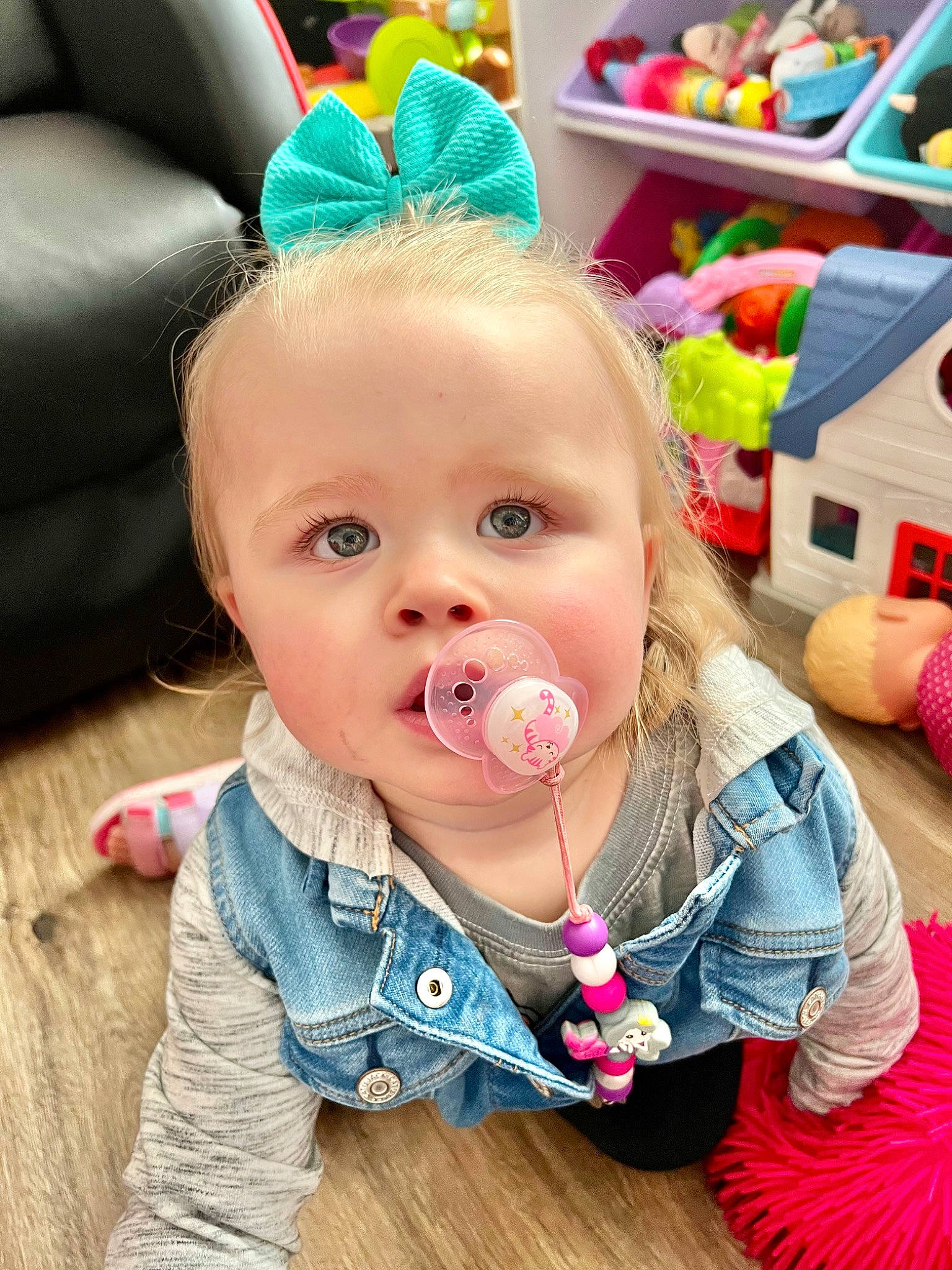 Kerrigan joined the competition — help win amazing prizes! baby, baby_toddler_clothing, beauty, cheek, child, cone, costume_hat, ear, eyelash, fun, green, happy, magenta, nose, party_hat, person, pink, skin, textile, toddler