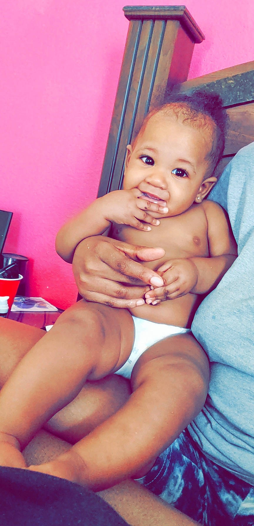 Ashlyn is registered to the contest to win money with this photo: baby, cheek, chest, finger, hand, head, human_body, joint, knee, leg, mouth, muscle, neck, person, pink, skin, smile, stomach, thigh, thumb