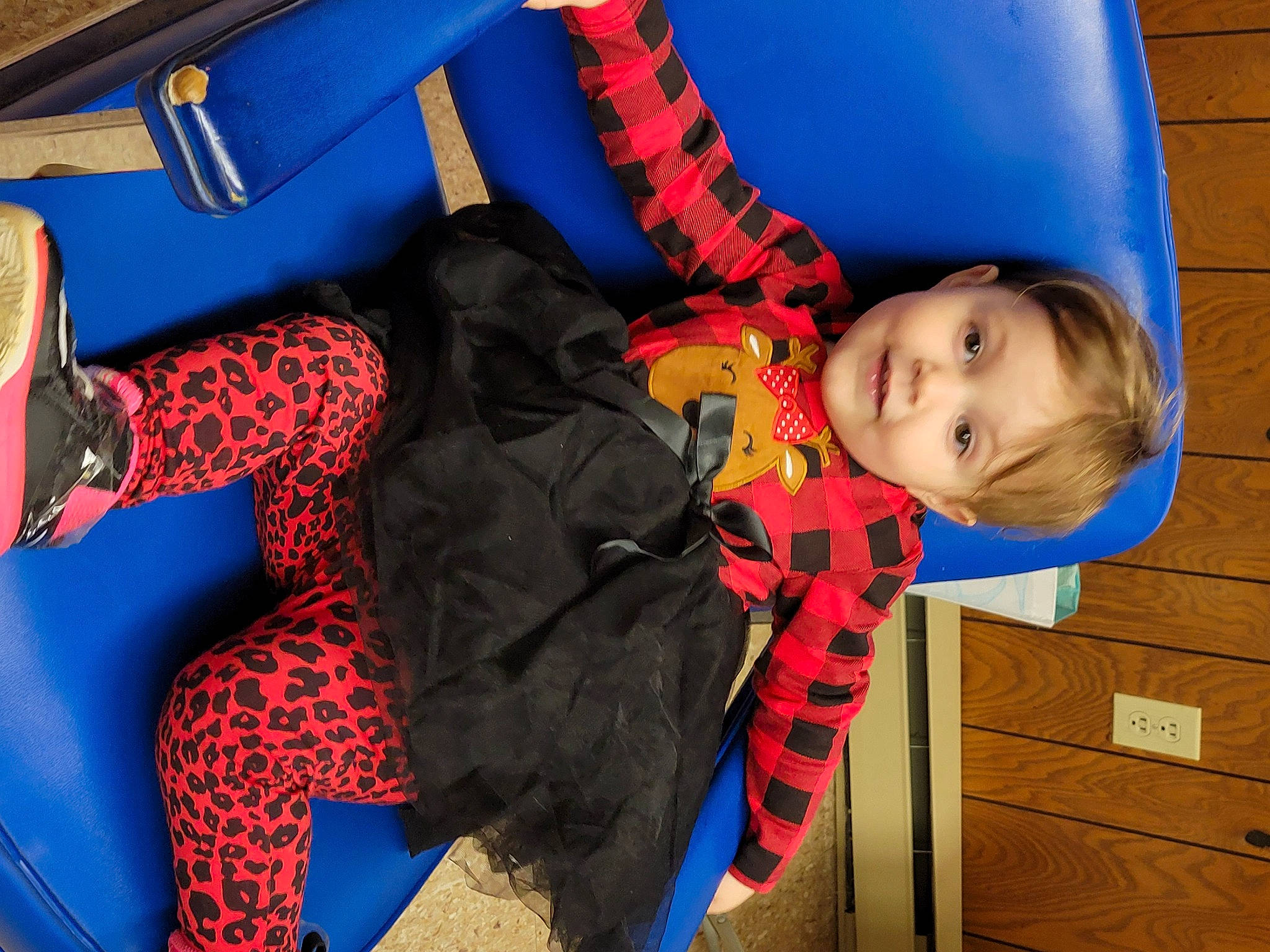 Eleanor joined the competition — help win amazing prizes! baby_toddler_clothing, blue, child, comfort, design, electric_blue, fun, leisure, orange, outerwear, pattern, person, plaid, sitting, sleeve, stuffed_toy, textile, thigh, toddler, tree