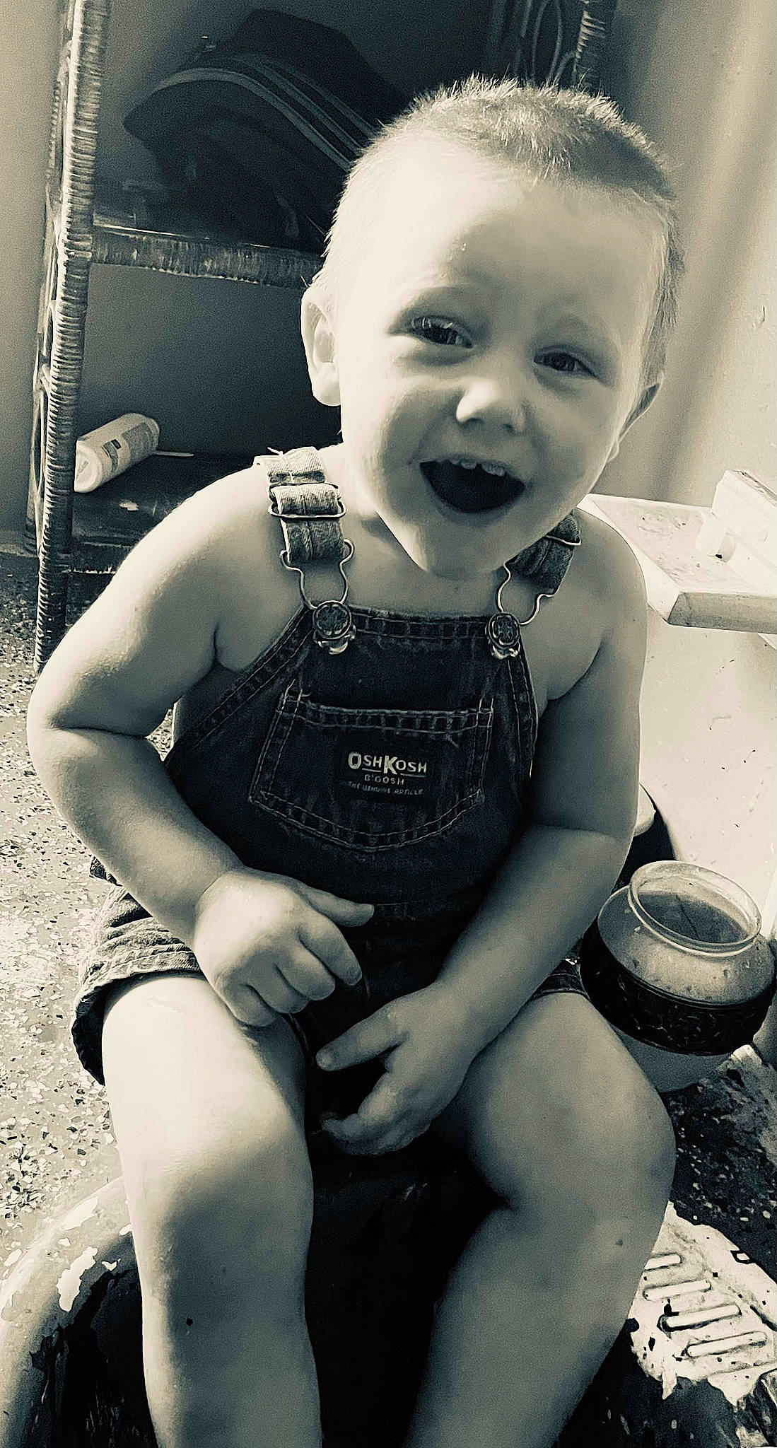 Richard Jr joined the competition — help win amazing prizes! arm, baby, baby_toddler_clothing, black, black_and_white, cool, eye, flash_photography, hairstyle, happy, head, person, photograph, shoulder, skin, smile, style, thigh, toddler, waist