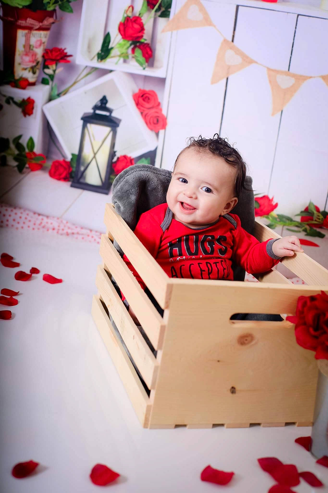 Achilles joined the competition — help win amazing prizes! baby, baby_toddler_clothing, carmine, child, christmas, christmas_decoration, christmas_eve, event, facial_expression, happy, holiday, pattern, person, red, room, sitting, sleeve, smile, t_shirt, toddler