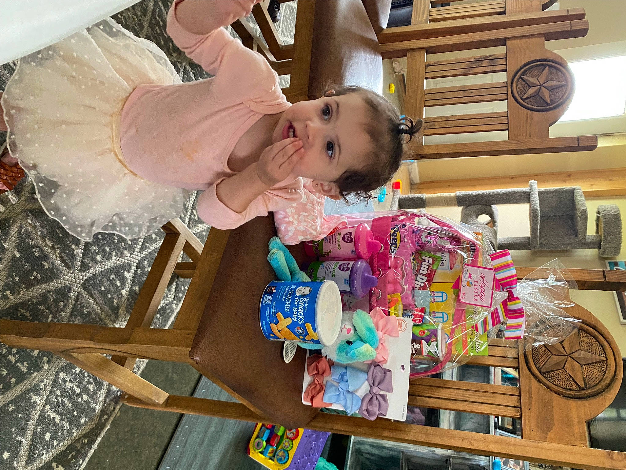 Raelynn Grace is registered to the contest to win money with this photo: baby, baby_toddler_clothing, child, drawer, dress, event, fun, happy, home_appliance, mechanical_fan, person, pink, retail, room, shelf, shelving, textile, toddler, toy, wood
