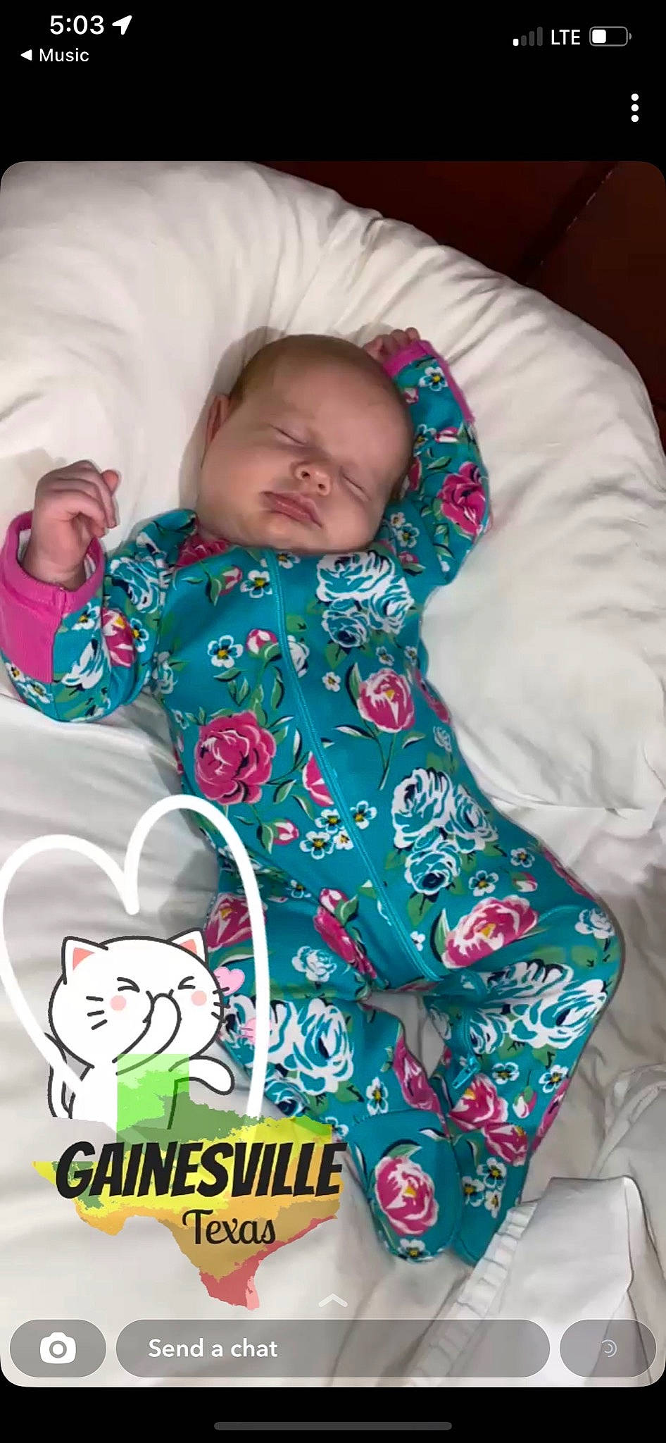 Everleigh Olevia Garcia is registered to the contest to win money with this photo: baby, baby_products, baby_safety, baby_sleeping, baby_toddler_clothing, bedding, cheek, child, comfort, facial_expression, happy, linens, pattern, person, pink, room, skin, sleeve, textile, toddler