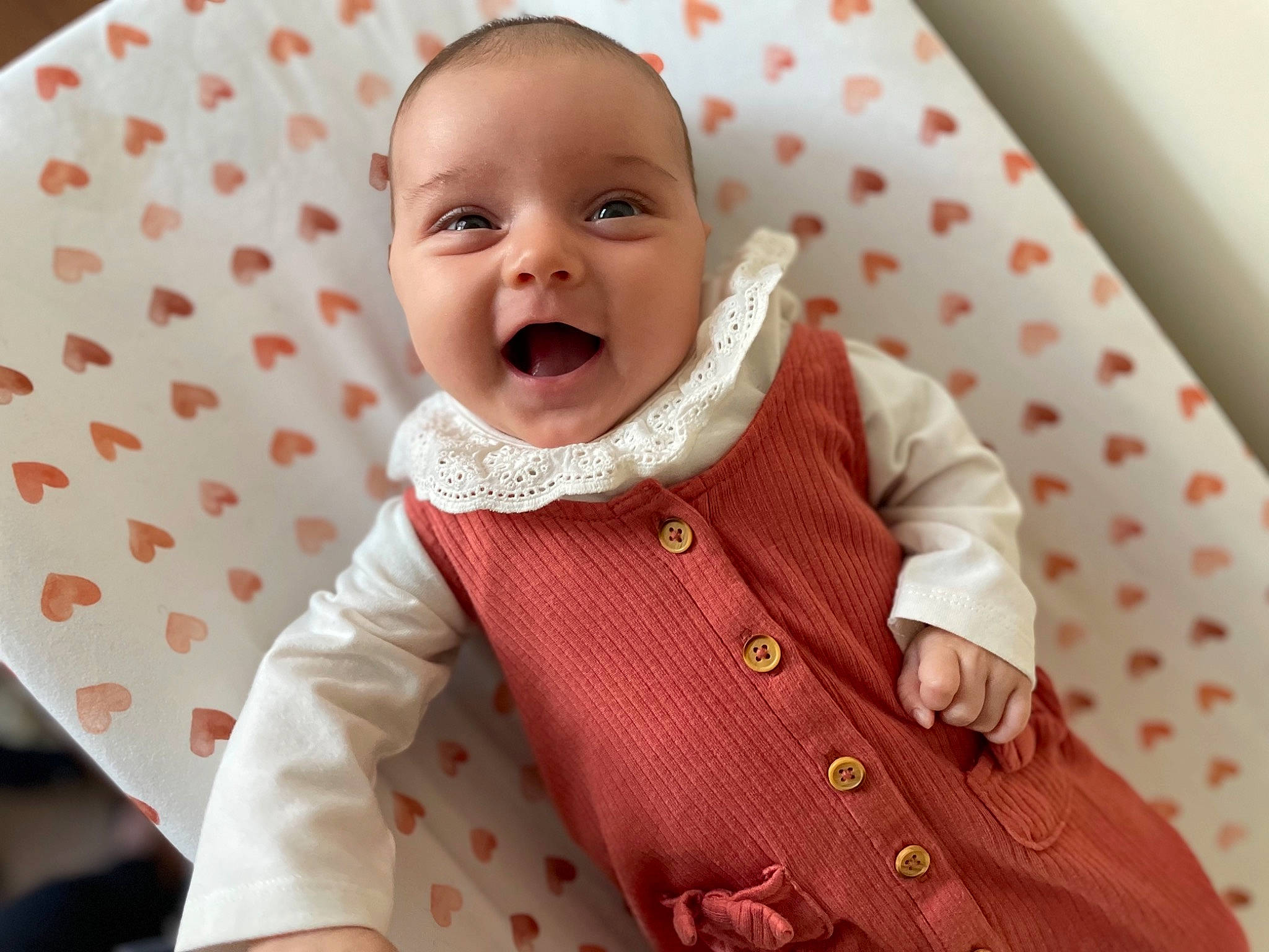 Maisie joined the competition — help win amazing prizes! baby, baby_laughing, baby_toddler_clothing, blazer, cheek, chin, collar, dress, dress_shirt, happy, head, jacket, lip, nose, person, pink, skin, sleeve, smile, textile