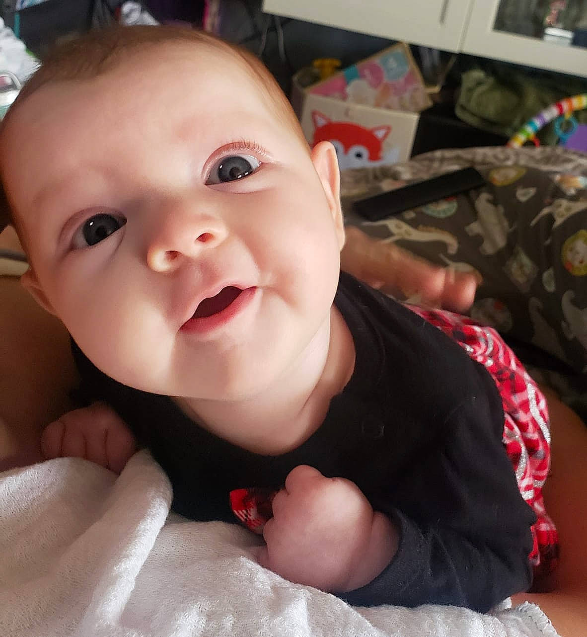 Harper joined the competition — help win amazing prizes! baby, baby_toddler_clothing, cheek, chin, comfort, cool, eye, eyebrow, finger, gesture, happy, iris, lip, mouth, neck, nose, person, skin, sleeve, smile