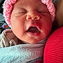 Keanani joined the competition — help win amazing prizes! baby, beanie, blanket, bodypart, bonnet, cap, clothing, face, glove, hat, head, hood, mouth, newborn, person, photography, portrait, purple, sleeping, towel