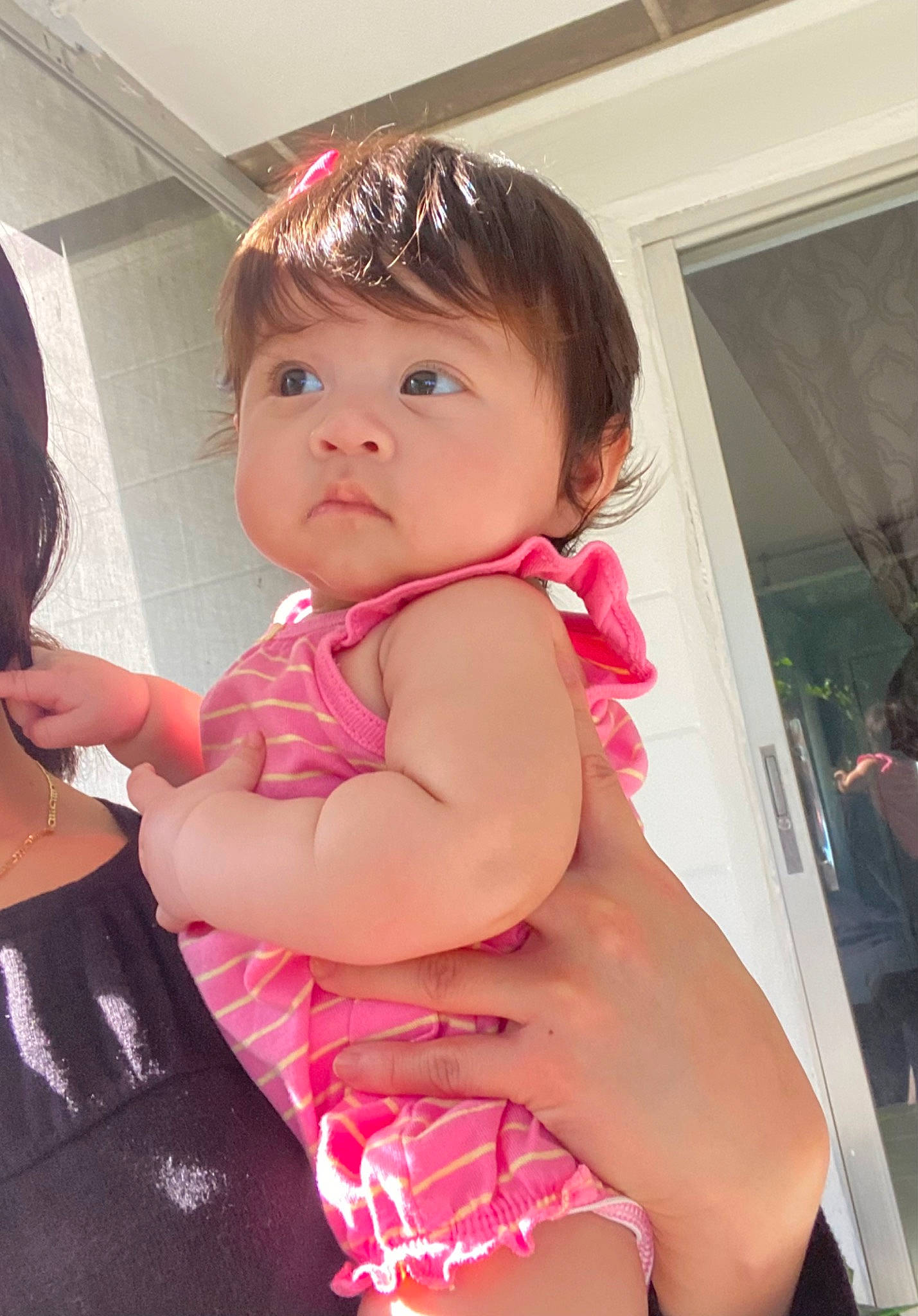 Myla joined the competition — help win amazing prizes! abdomen, baby, cheek, chest, eyelash, fun, gesture, happy, human_leg, magenta, navel, person, pink, shoulder, skin, swimwear, thigh, thumb, toddler, trunk