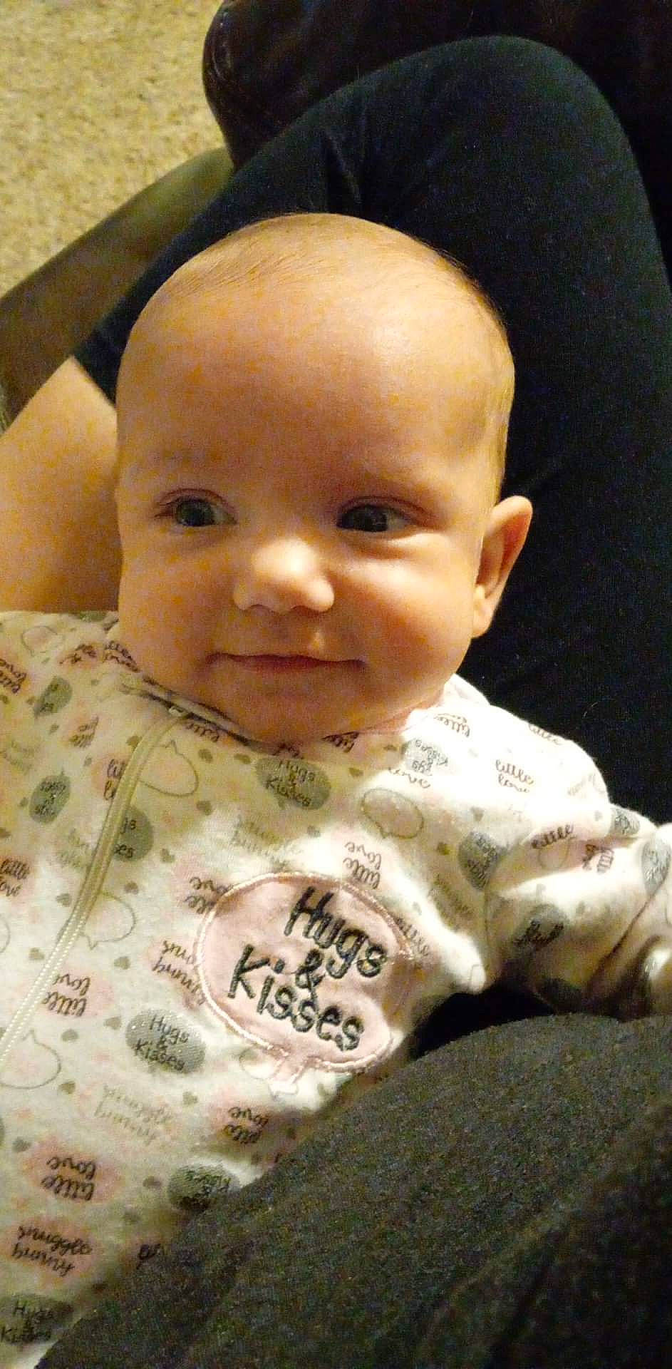 Kinsley is registered to the contest to win money with this photo: baby, baby_toddler_clothing, cheek, child, chin, comfort, eye, eyebrow, eyelash, face, forehead, happy, iris, joy, lip, mammal, nose, person, skin, sleeve