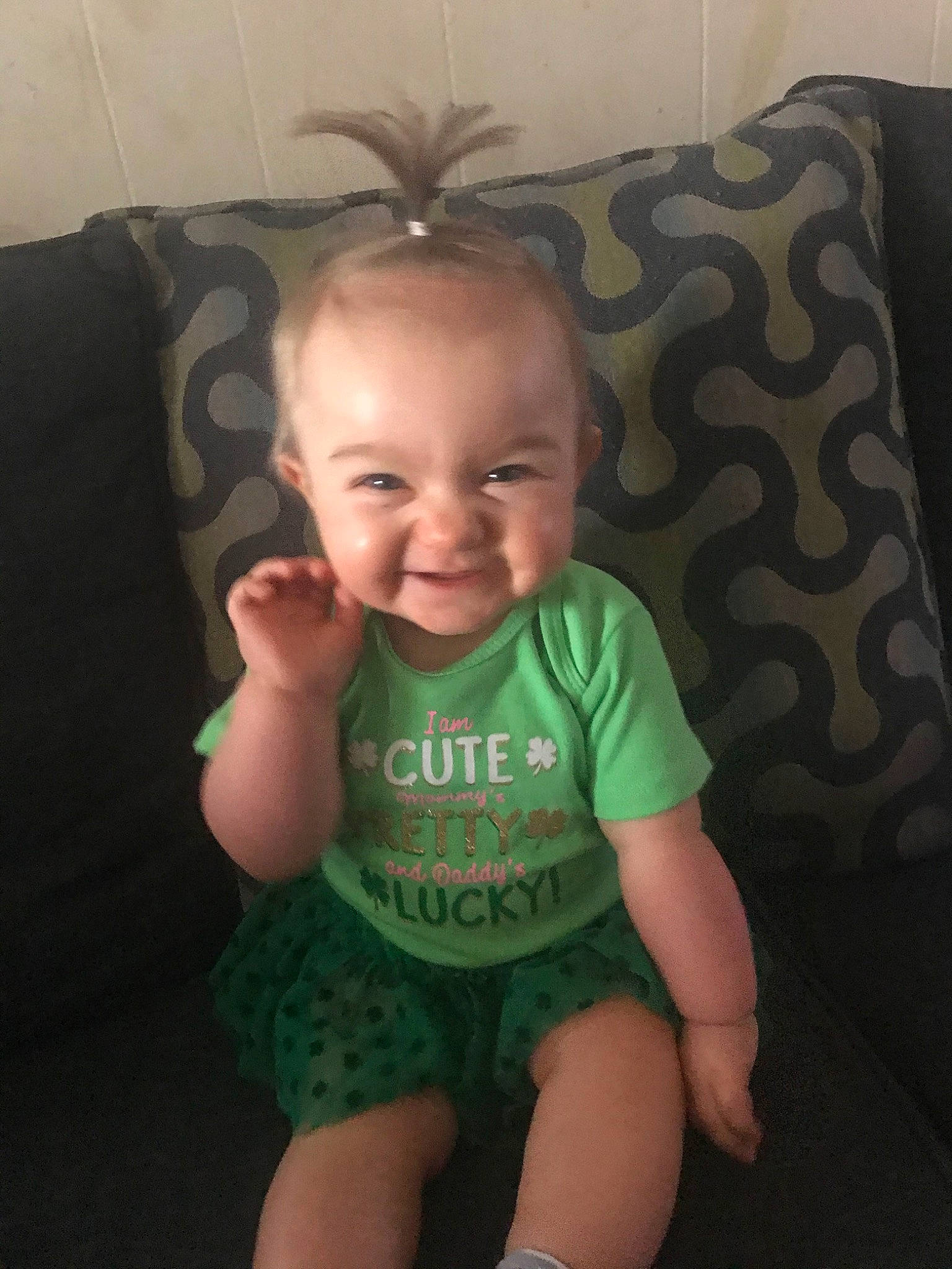 Devyn joined the competition — help win amazing prizes! arm, baby, cheek, child, chin, cool, eye, face, facial_expression, forehead, green, hairstyle, head, joint, joy, leg, nose, organ, person, skin