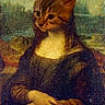Uma joined the competition — help win amazing prizes! animal_face, artwork, cat, classic_art, dark_clothing, digital_edit, dramatic_lighting, feline, folded_paws, historical_art, humorous, landscape, mona_lisa, museum_style, painting, parody, pointed_ears, portrait, renaissance, tabby_cat