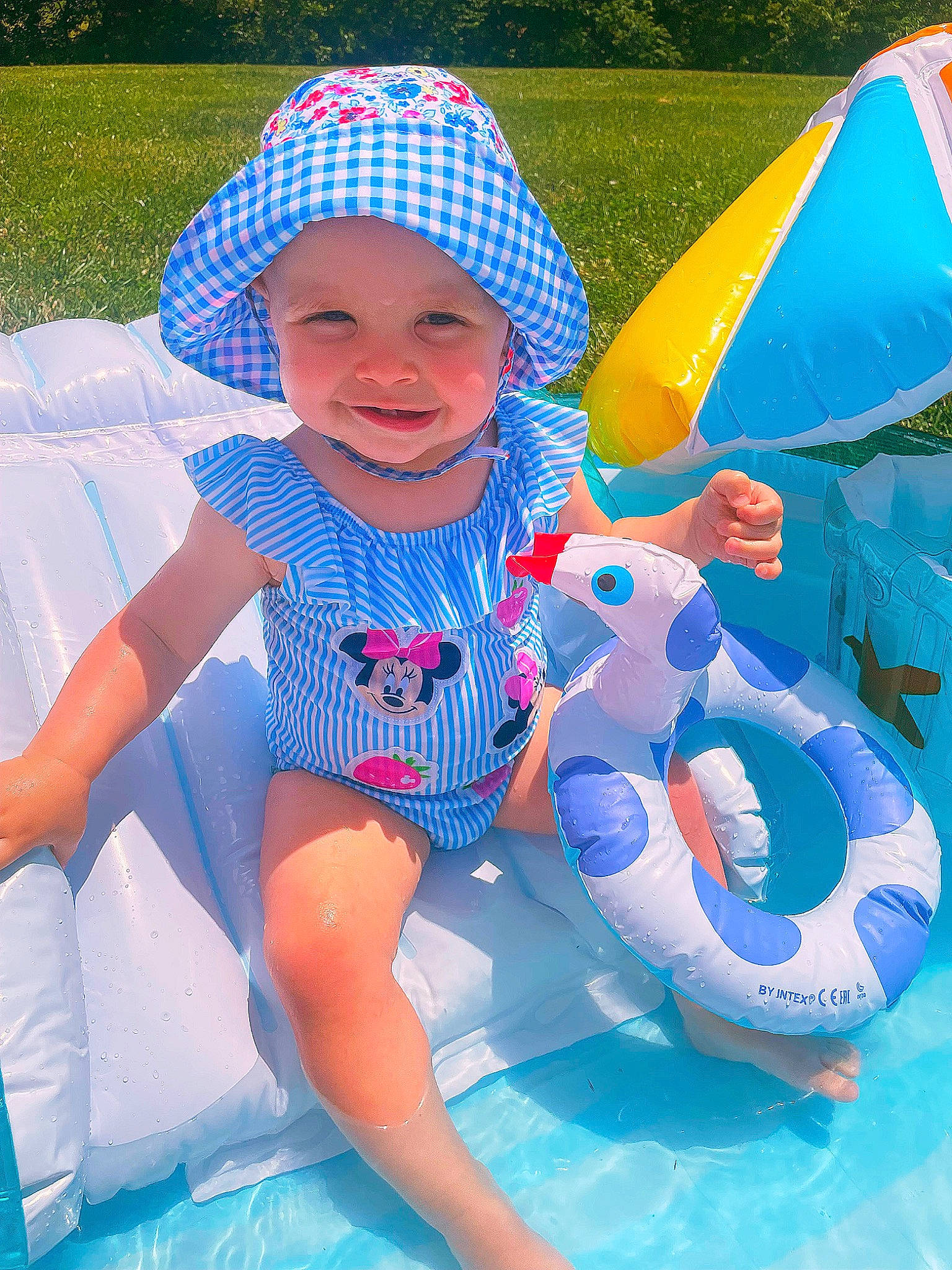 Lulamae joined the competition — help win amazing prizes! aqua, azure, baby, baby_toddler_clothing, cap, child, electric_blue, fun, grass, happy, headwear, joy, leisure, people_in_nature, person, pink, plant, product, recreation, smile