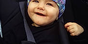 Abigail is registered to the contest to win money with this photo: baby, baby_clothes, baby_smile, child, child_in_stroller, cute, face, happy, hat, infant, knit_hat, outdoor, person, portrait, seat, seatbelt, smiling, stroller, toddler, warm_clothing