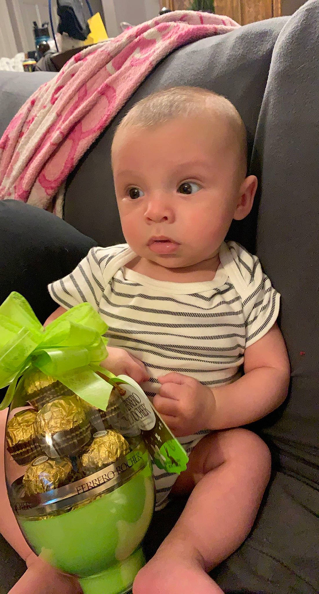 Braden is registered to the contest to win money with this photo: baby, baby_products, baby_toddler_clothing, chair, cheek, child, comfort_food, event, fruit, fun, grass, happy, head, iris, natural_foods, person, produce, seafood, sitting, skin