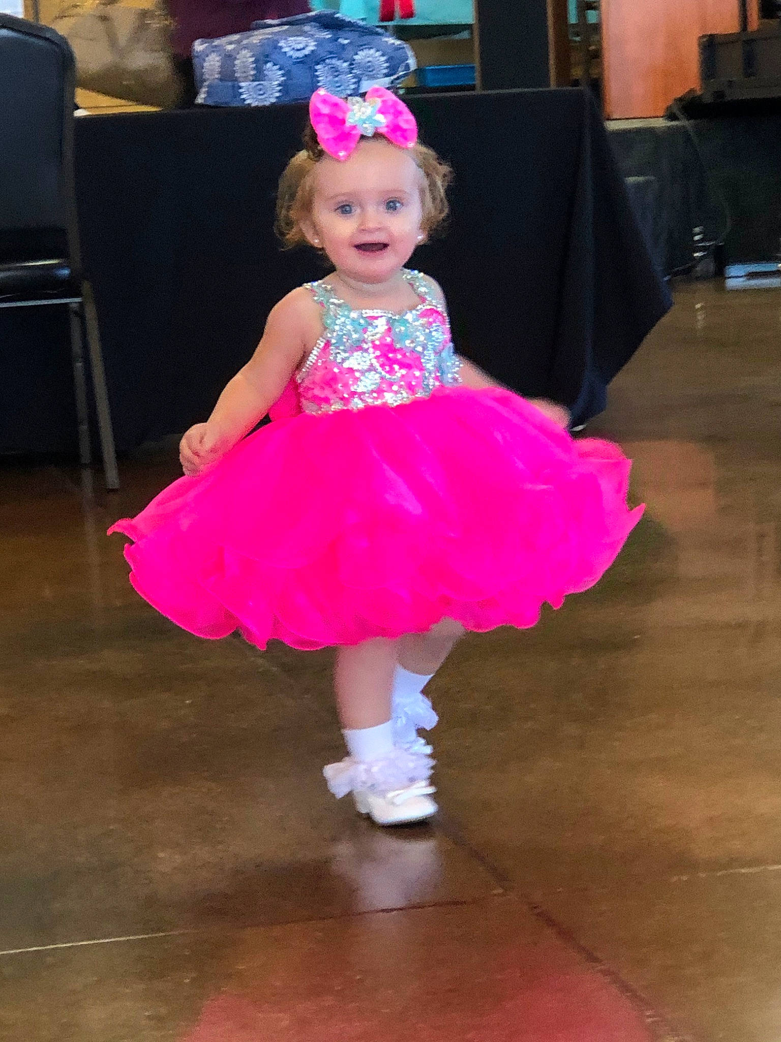 Abbigail is registered to the contest to win money with this photo: child, clothing, costume, dancer, dress, magenta, person, pink