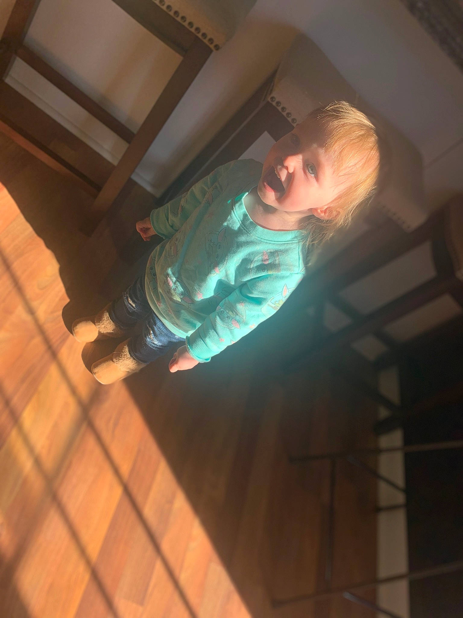 Alora Lynn joined the competition — help win amazing prizes! ceiling, darkness, daylighting, elbow, flash_photography, flooring, fun, hardwood, human_leg, lighting, night, person, room, shadow, sitting, smile, space, stairs, tints_and_shades, wood