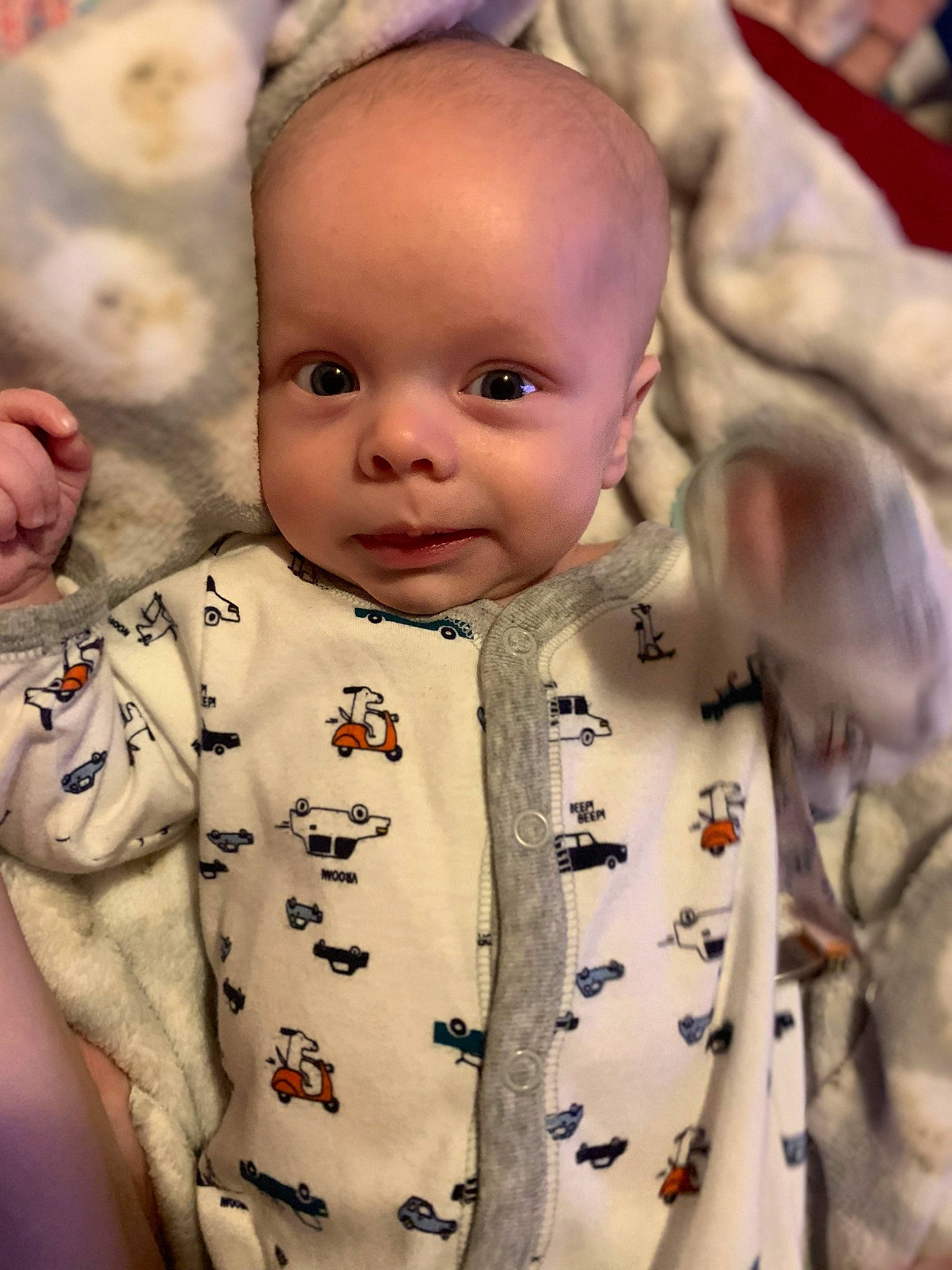 Jaxson joined the competition — help win amazing prizes! baby, baby_toddler_clothing, cheek, chin, collar, eye, face, gesture, hairstyle, happy, head, jacket, lip, nose, person, pink, skin, sleeve, smile, textile