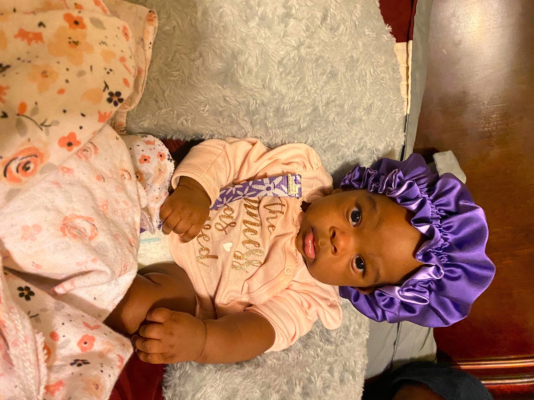 Kamaria joined the competition — help win amazing prizes! abdomen, arm, baby, baby_products, baby_toddler_clothing, bedding, cheek, child, comfort, face, happy, hat, head, linens, peach, person, pink, room, skin, toddler