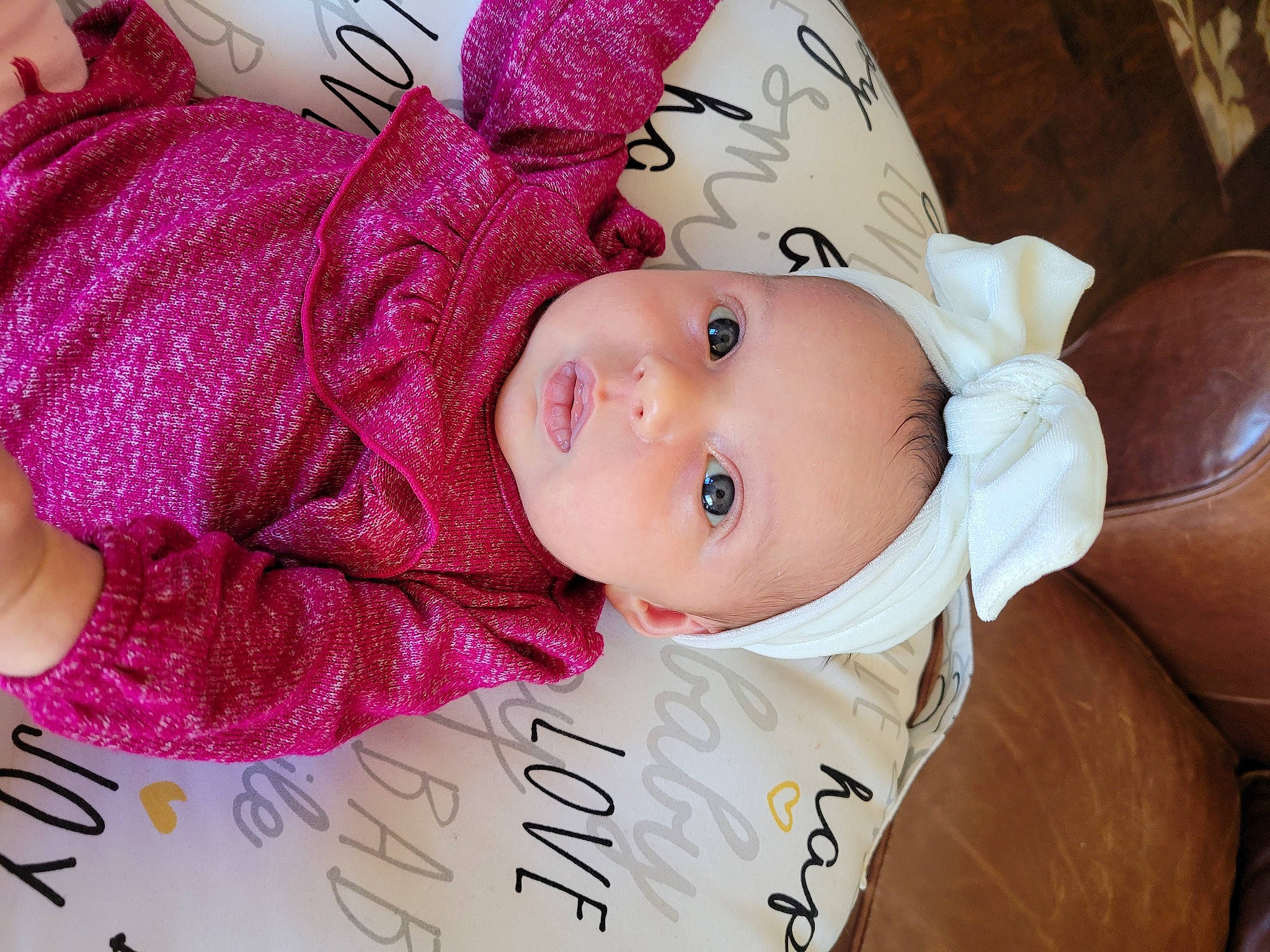 Abigail joined the competition — help win amazing prizes! art, baby, baby_products, baby_toddler_clothing, cheek, child, creative_arts, eyelash, fashion_accessory, happy, headgear, iris, lip, magenta, pattern, person, pink, product, skin, textile