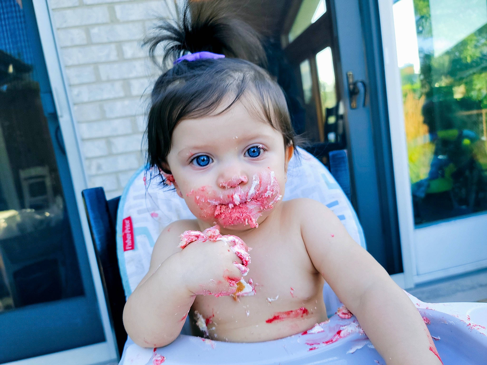 Rosa joined the competition — help win amazing prizes! baby, baby_toddler_clothing, blue, cheek, child, eyelash, facial_expression, fun, grass, happy, iris, leisure, lip, mouth, nose, person, pink, skin, summer, sweetness