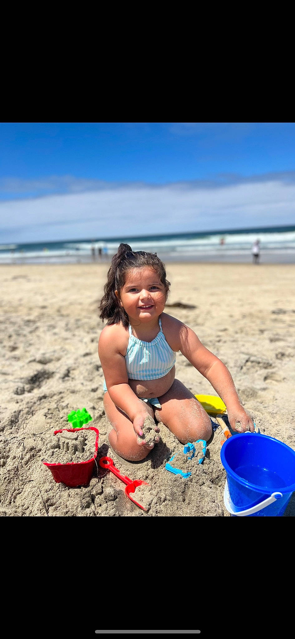 Brianna joined the competition — help win amazing prizes! beach, child, cloud, fun, happy, holiday, joy, leisure, nature, people_in_nature, people_on_beach, person, recreation, shorts, sky, smile, summer, swimwear, thigh, toddler