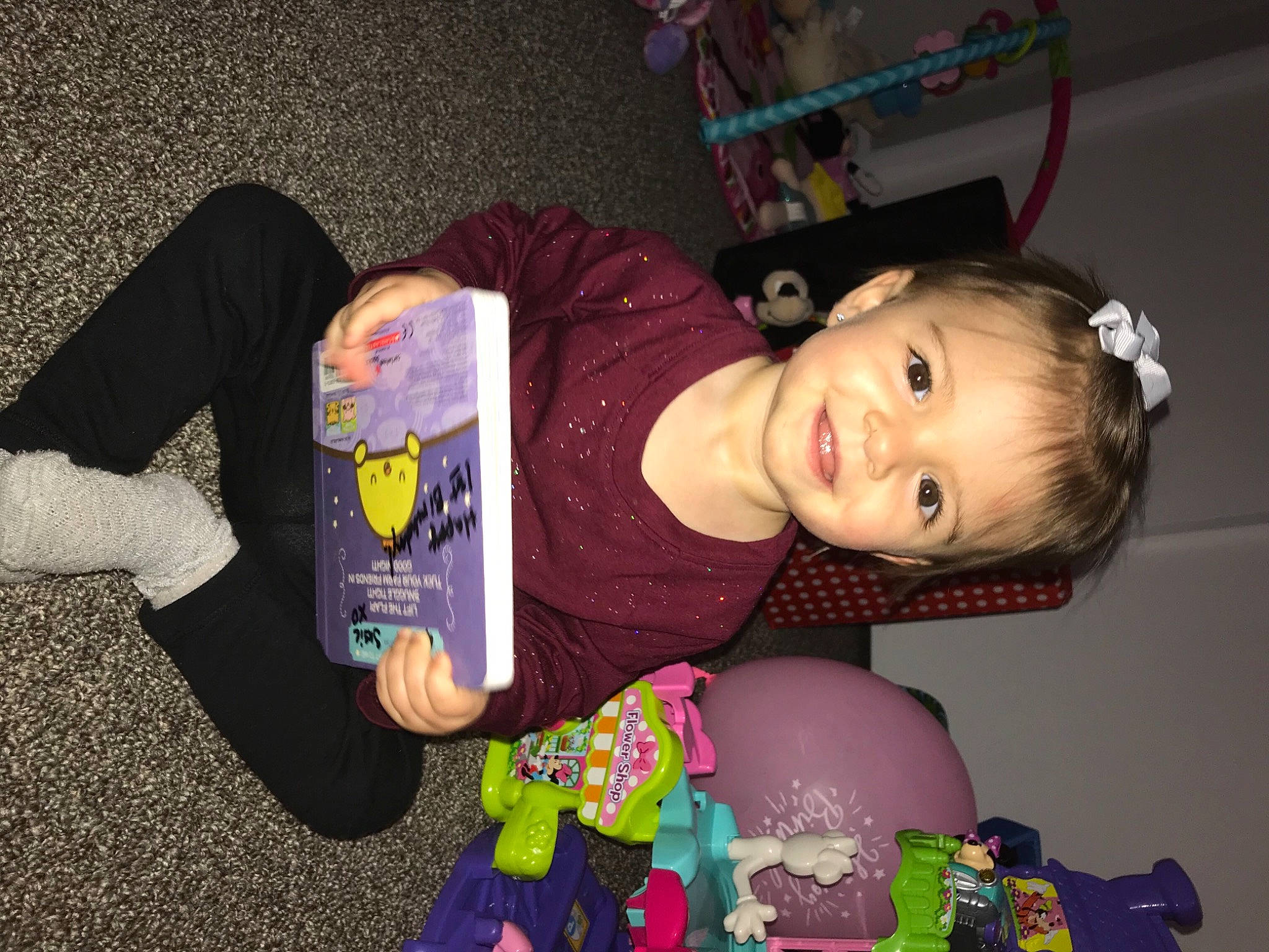 Gracie Lynn joined the competition — help win amazing prizes! baby, baby_products, baby_toddler_clothing, cheek, child, fun, happy, joy, magenta, mouth, person, room, sitting, sleeve, smile, toddler