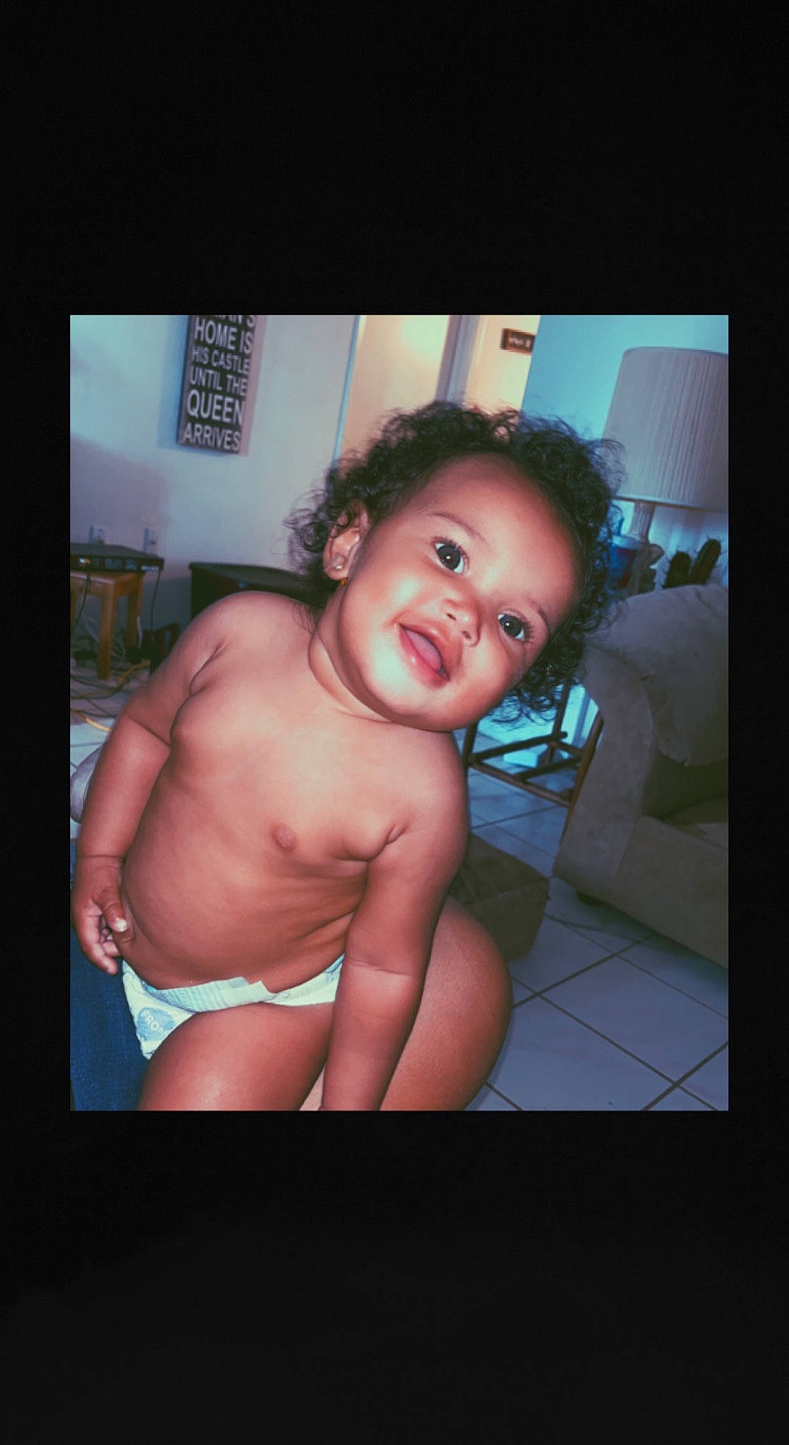 Elayna joined the competition — help win amazing prizes! abdomen, baby, barechested, black_hair, chest, elbow, eyelash, flash_photography, flesh, fun, happy, human_leg, navel, person, room, stomach, thigh, thumb, toddler, trunk