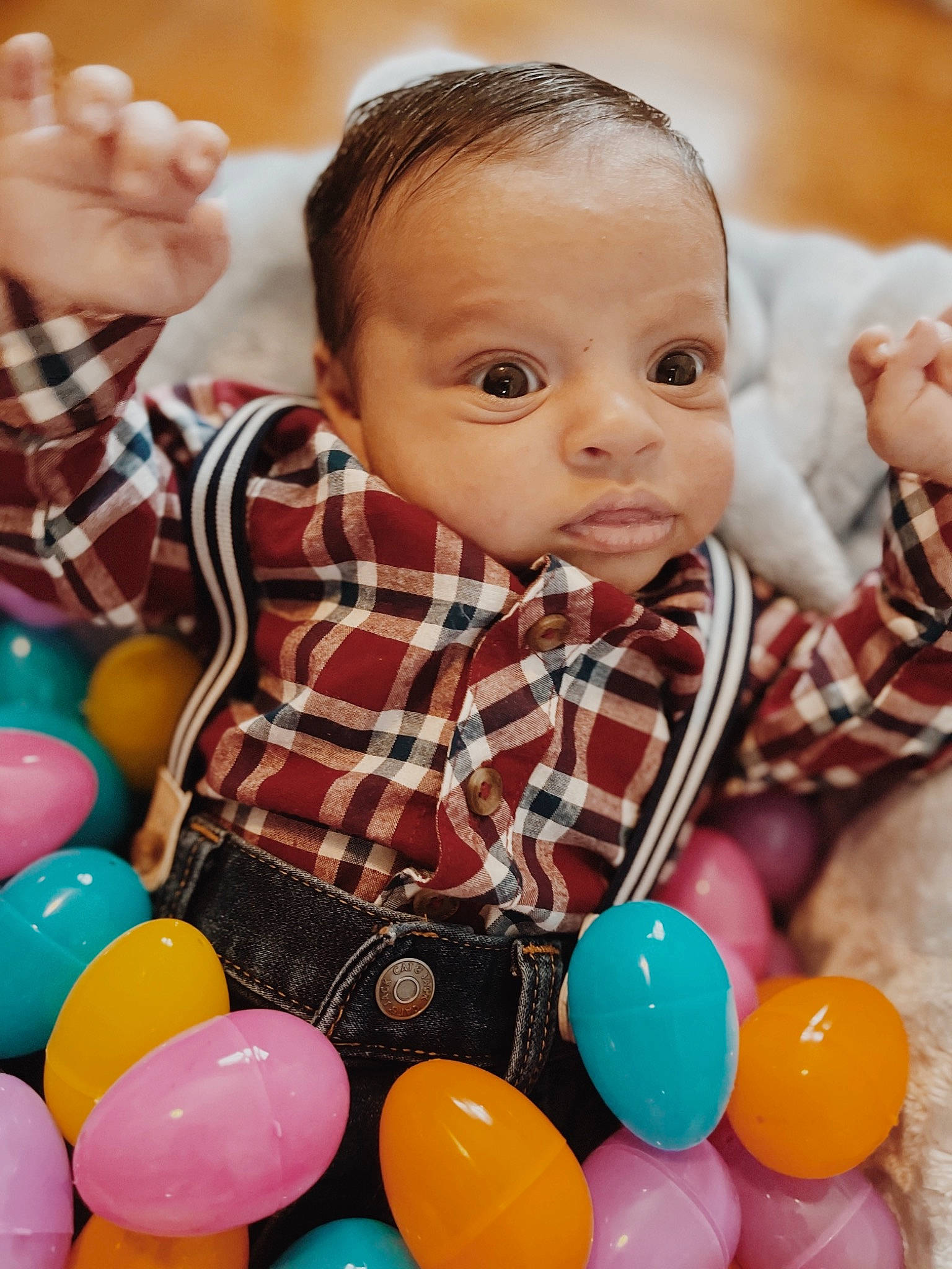 Liam is registered to the contest to win money with this photo: baby, baby_playing_with_toys, balloon, beauty, cheek, child, facial_expression, fun, happy, human, leisure, people, person, photograph, product, shirt, snapshot, toddler, toy, white