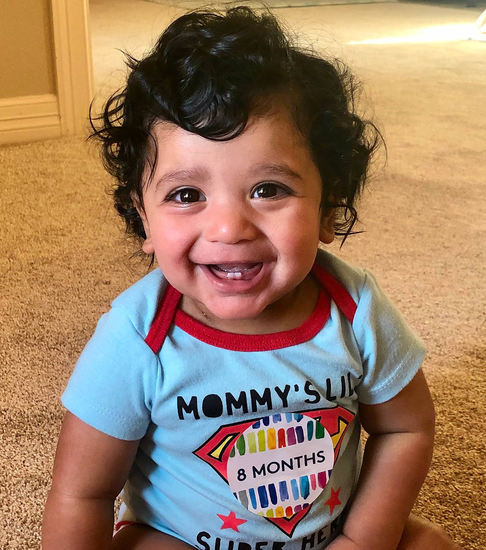 Keshav is registered to the contest to win money with this photo: baby_toddler_clothing, cheek, chin, cool, eyelash, facial_expression, fun, hairstyle, happy, iris, jaw, joy, lip, mouth, neck, nose, organ, person, skin, sleeve