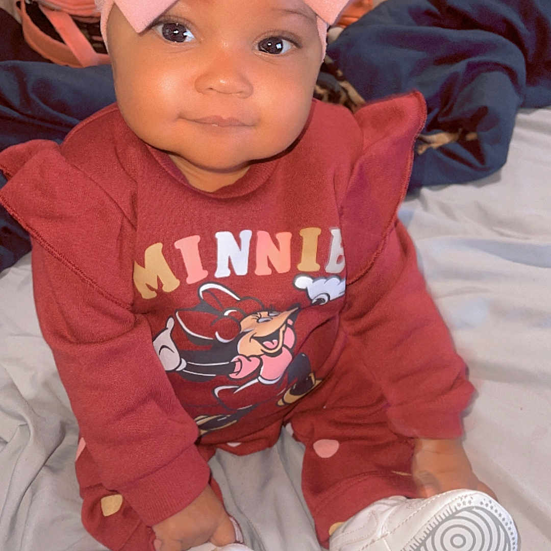 Kaliyah joined the competition — help win amazing prizes! accessories, baby, bag, clothing, couch, cushion, face, footwear, formalwear, furniture, handbag, hat, head, pants, person, photography, portrait, shoe, sneaker, toy