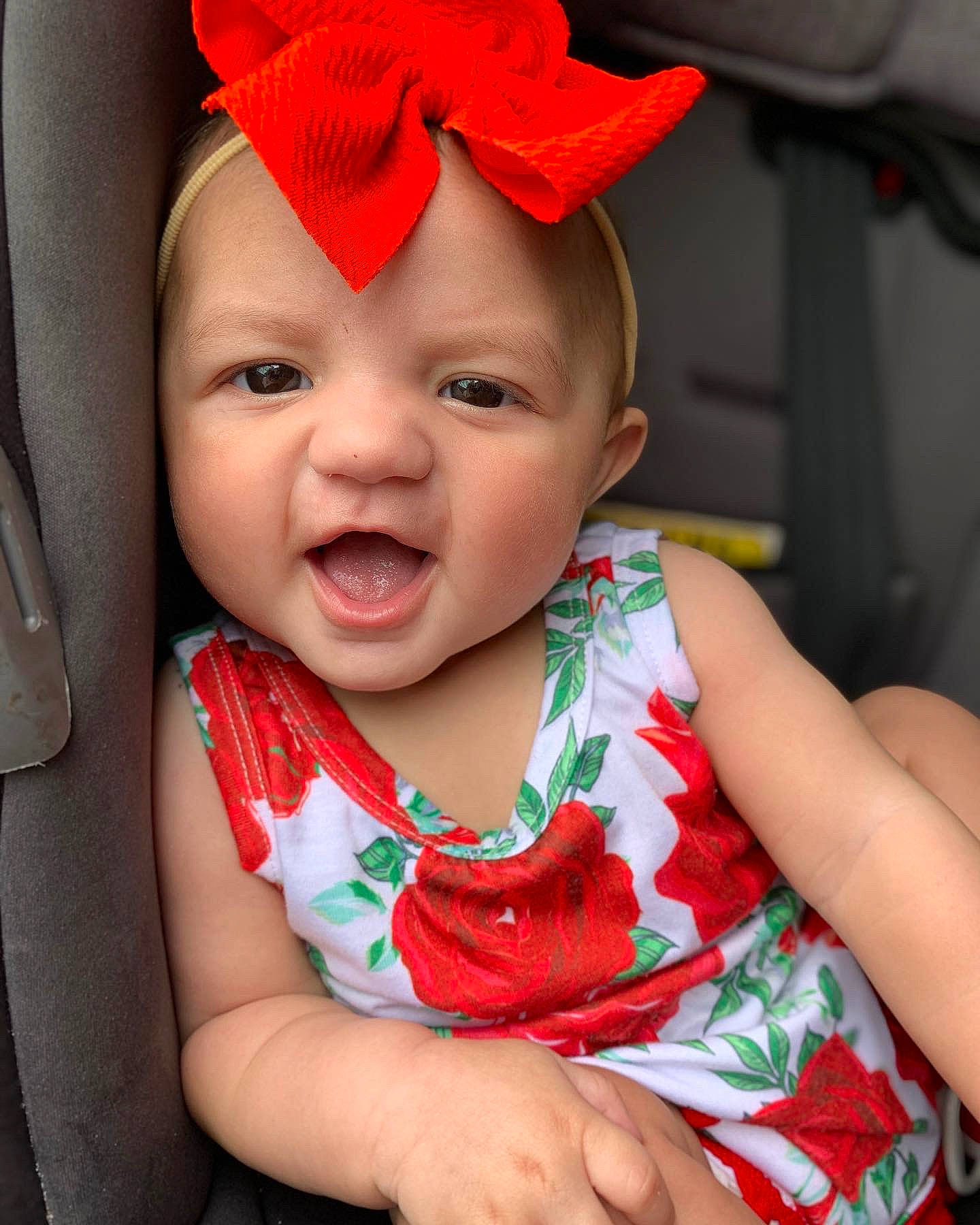 Janiyle joined the competition — help win amazing prizes! baby, baby_toddler_clothing, cap, cheek, costume_hat, dress, eye, face, fun, happy, head, headwear, iris, lip, nose, person, pink, red, skin, sleeve