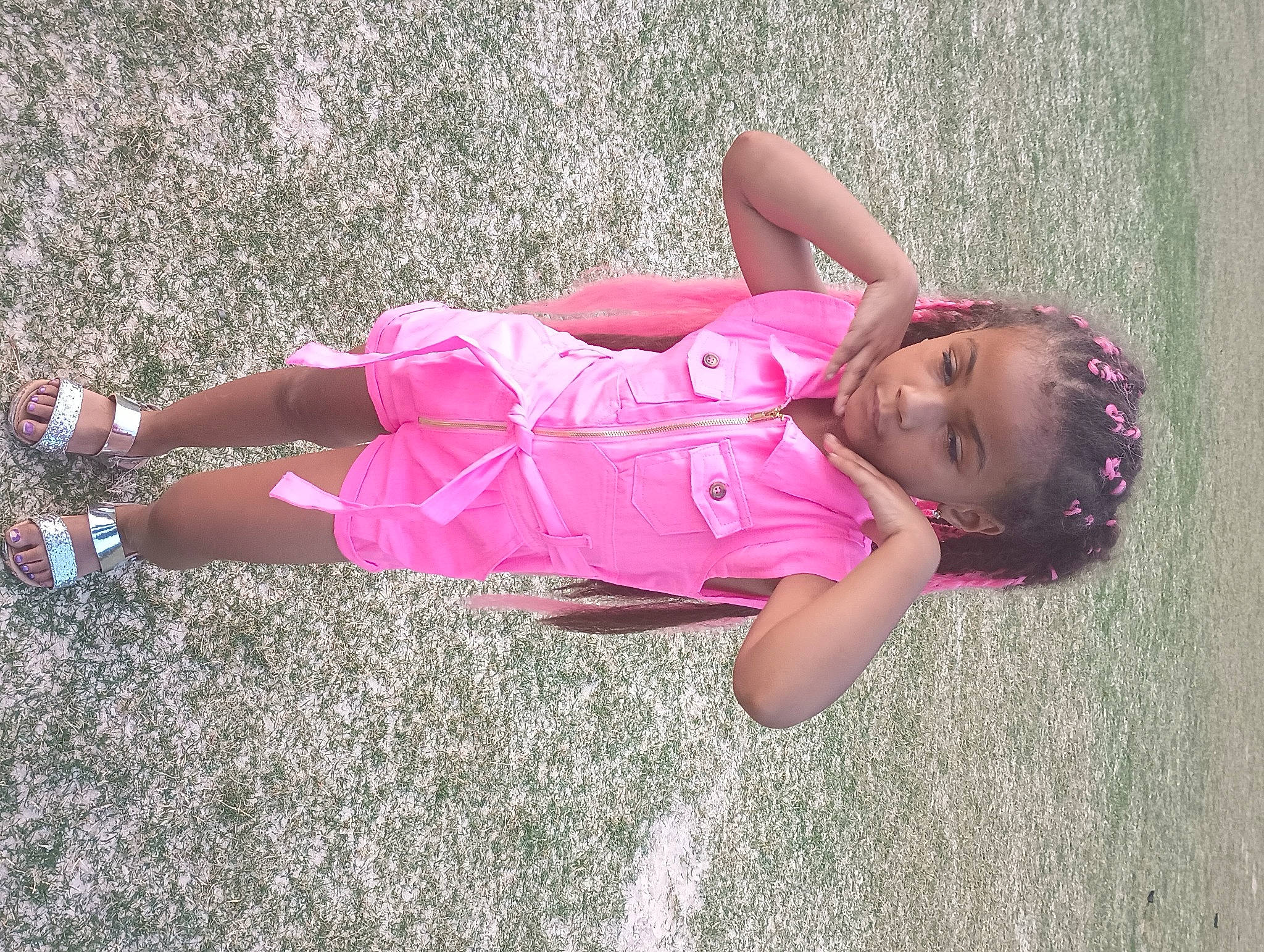 Tamari joined the competition — help win amazing prizes! baby, baby_toddler_clothing, clothing, cool, fun, grass, happy, hat, human_leg, joint, leisure, magenta, person, pink, plant, recreation, smile, thigh, toddler, tree