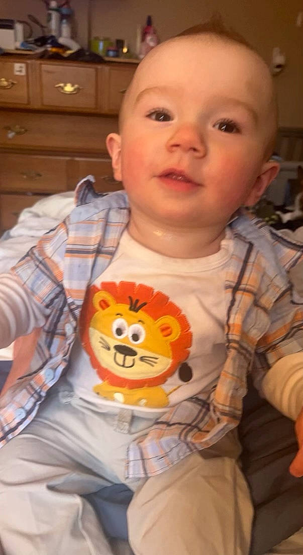 Bret joined the competition — help win amazing prizes! baby, baby_toddler_clothing, cabinetry, calabaza, cheek, child, cool, face, facial_expression, fun, happy, iris, mouth, nose, orange, person, sleeve, smile, t_shirt, textile