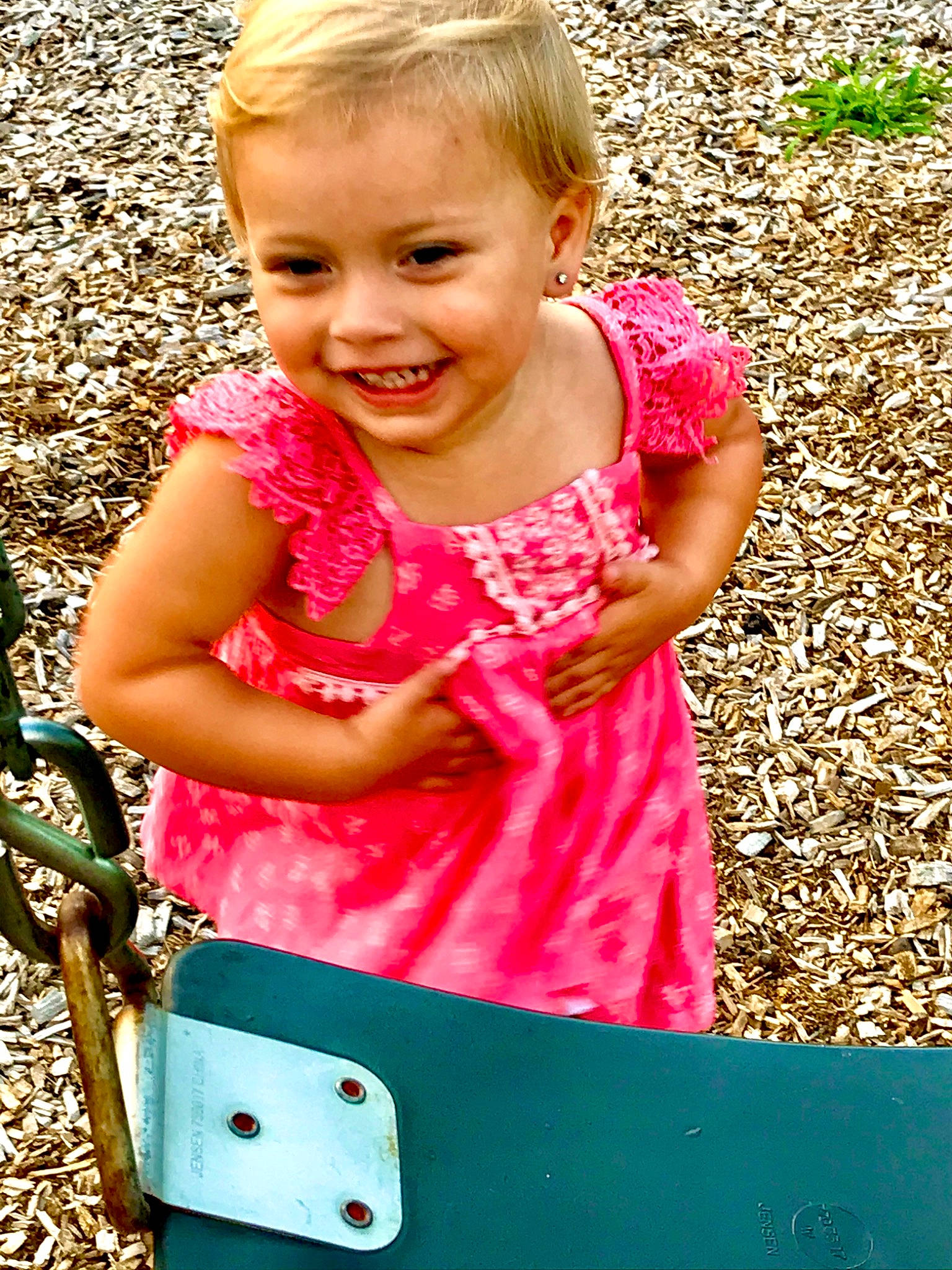 Charlee joined the competition — help win amazing prizes! arm, baby_toddler_clothing, clothing, eye, face, facial_expression, grass, green, hairstyle, hand, happy, head, joy, magenta, nose, people_in_nature, person, photograph, pink, sleeve