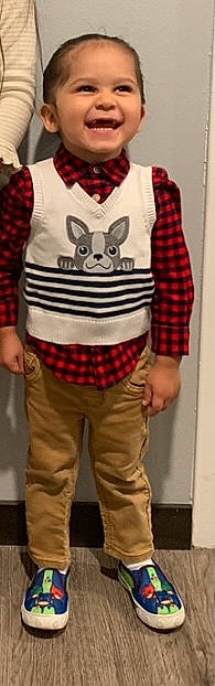 Sebastian joined the competition — help win amazing prizes! carmine, collar, costume, dress_shirt, event, fashion_accessory, fashion_design, fur, gesture, joy, linens, outerwear, pattern, person, plaid, red, sleeve, t_shirt, tartan, textile