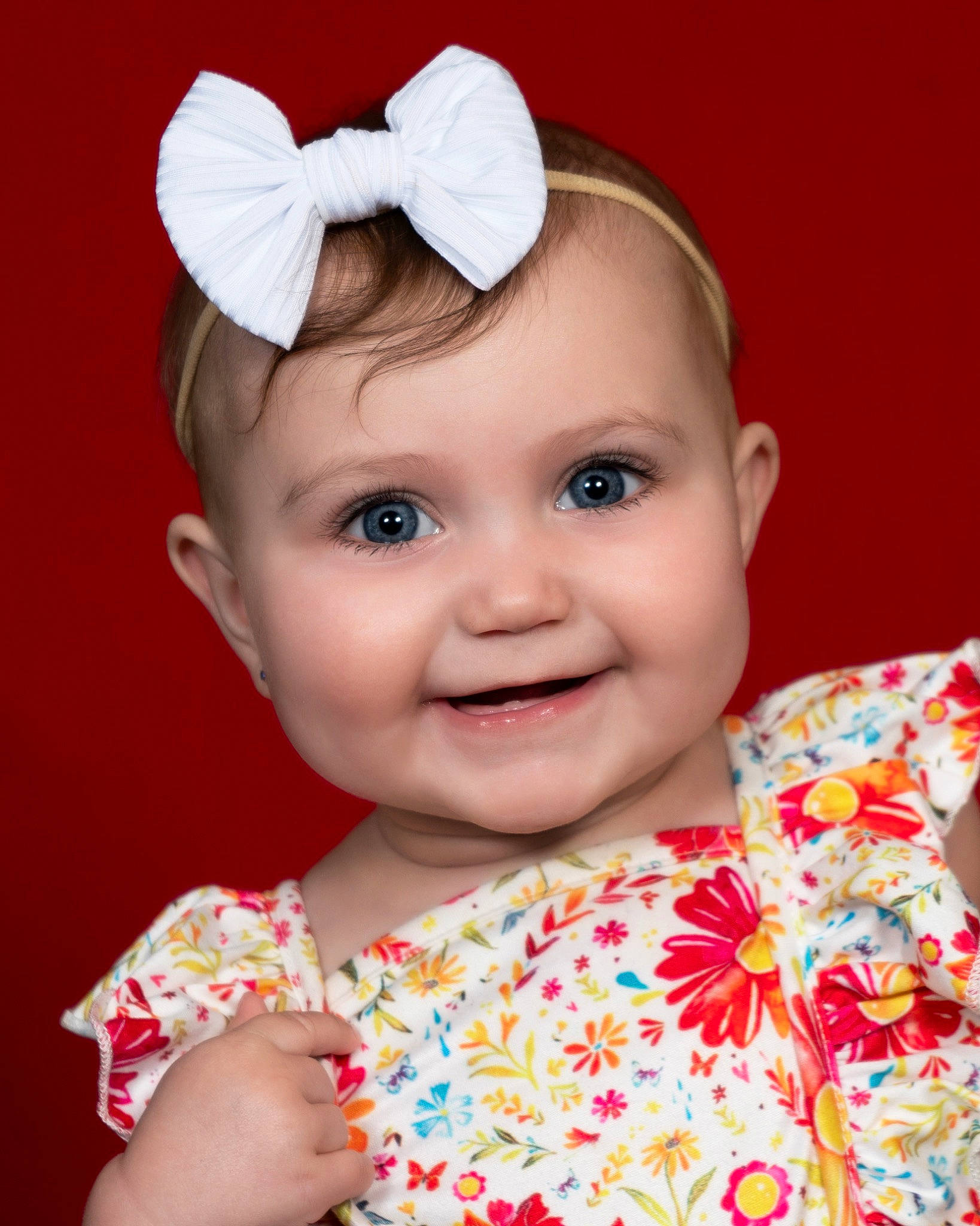 Callie joined the competition — help win amazing prizes! baby, baby_toddler_clothing, cheek, child, chin, eye, fashion_accessory, hair, hairstyle, happy, head, headband, headpiece, joy, lip, pattern, person, pink, skin, sleeve