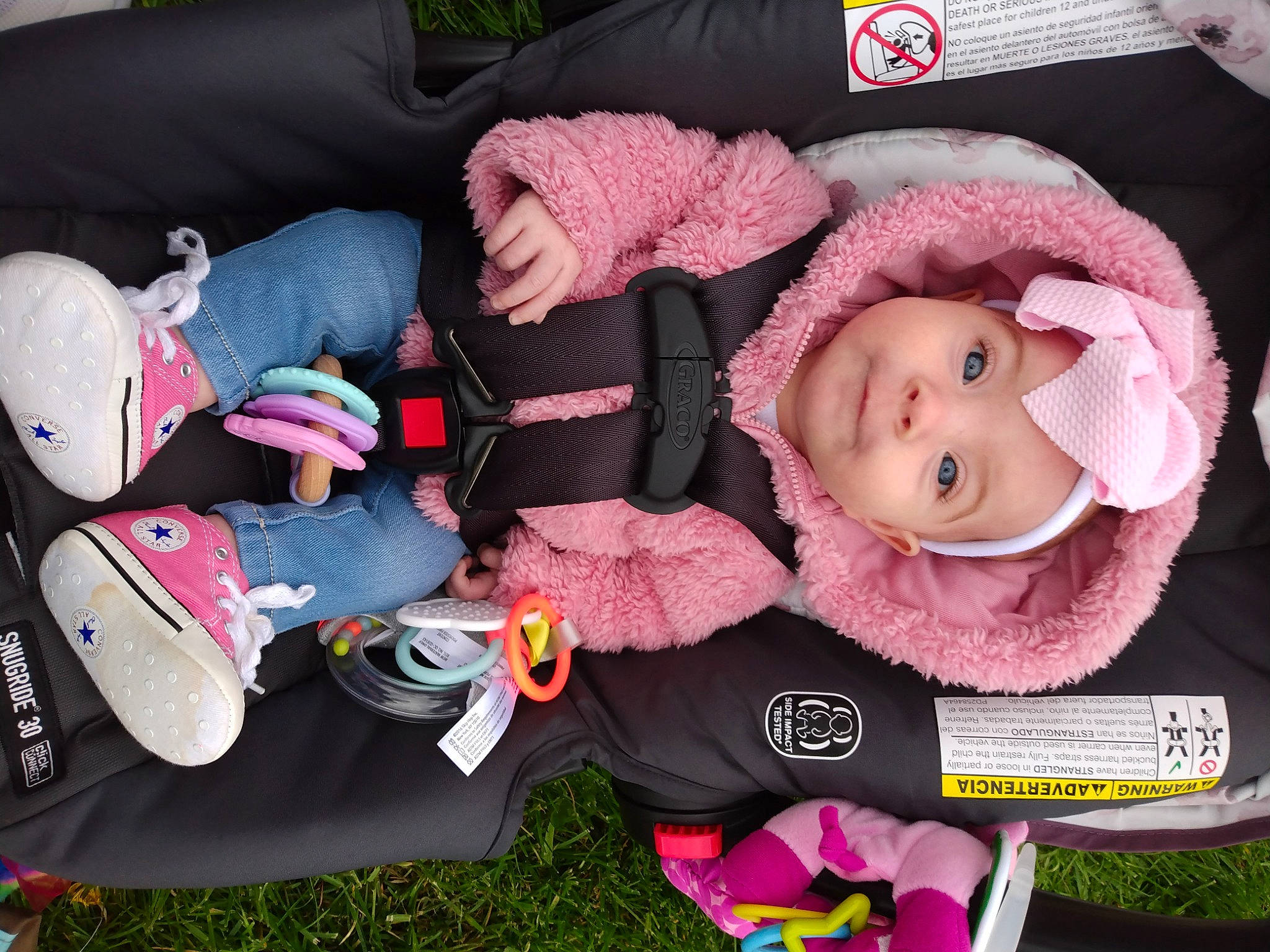 Irelyn is registered to the contest to win money with this photo: baby, baby_carriage, baby_products, baby_toddler_clothing, beanie, carmine, cheek, child, comfort, headgear, headwear, knit_cap, lap, person, pink, plush, room, smile, stuffed_toy, textile