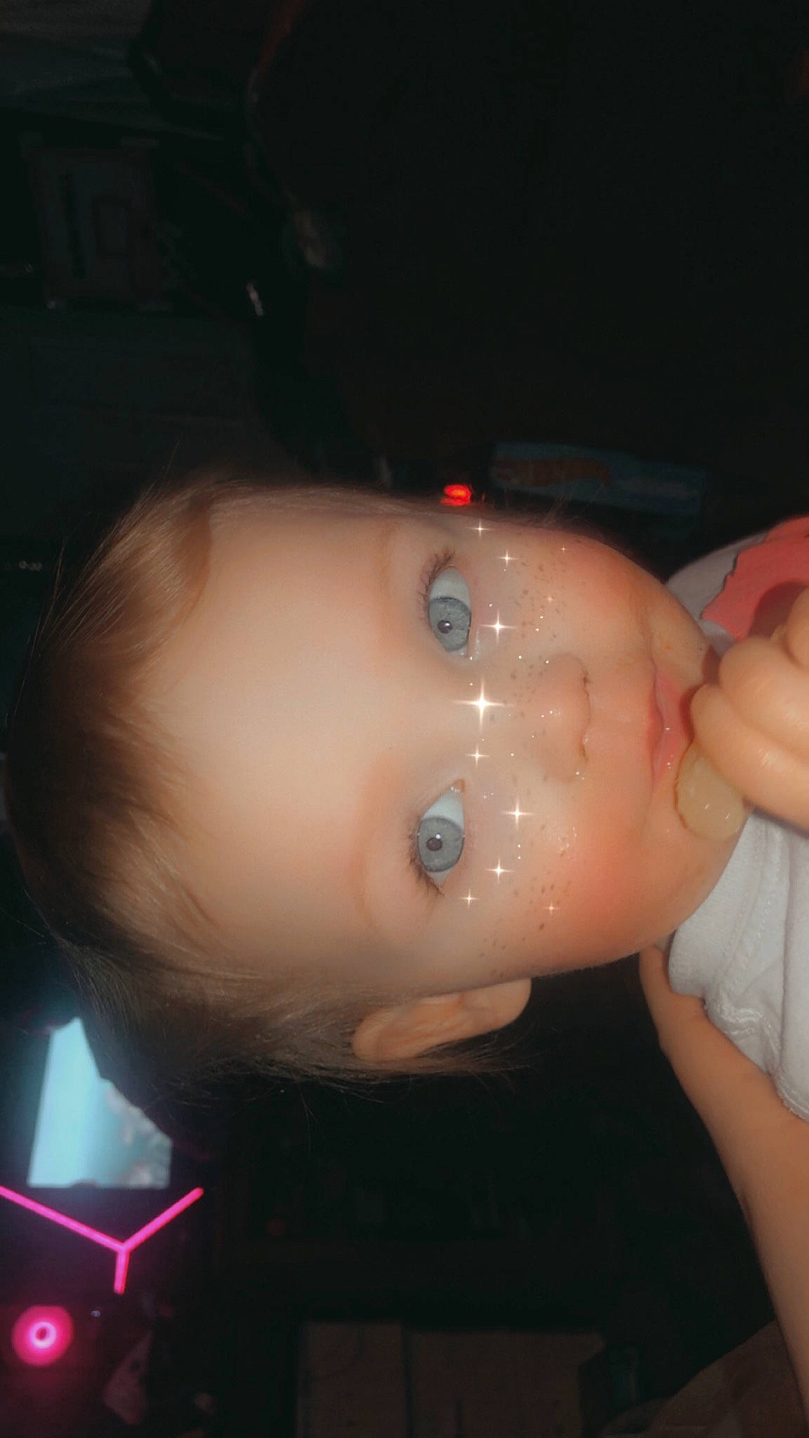 Layla is registered to the contest to win money with this photo: baby, baby_toddler_clothing, cheek, chest, ear, eye, eyebrow, eyelash, flash_photography, forehead, gesture, hand, human_body, iris, lip, neck, nose, person, skin, toddler
