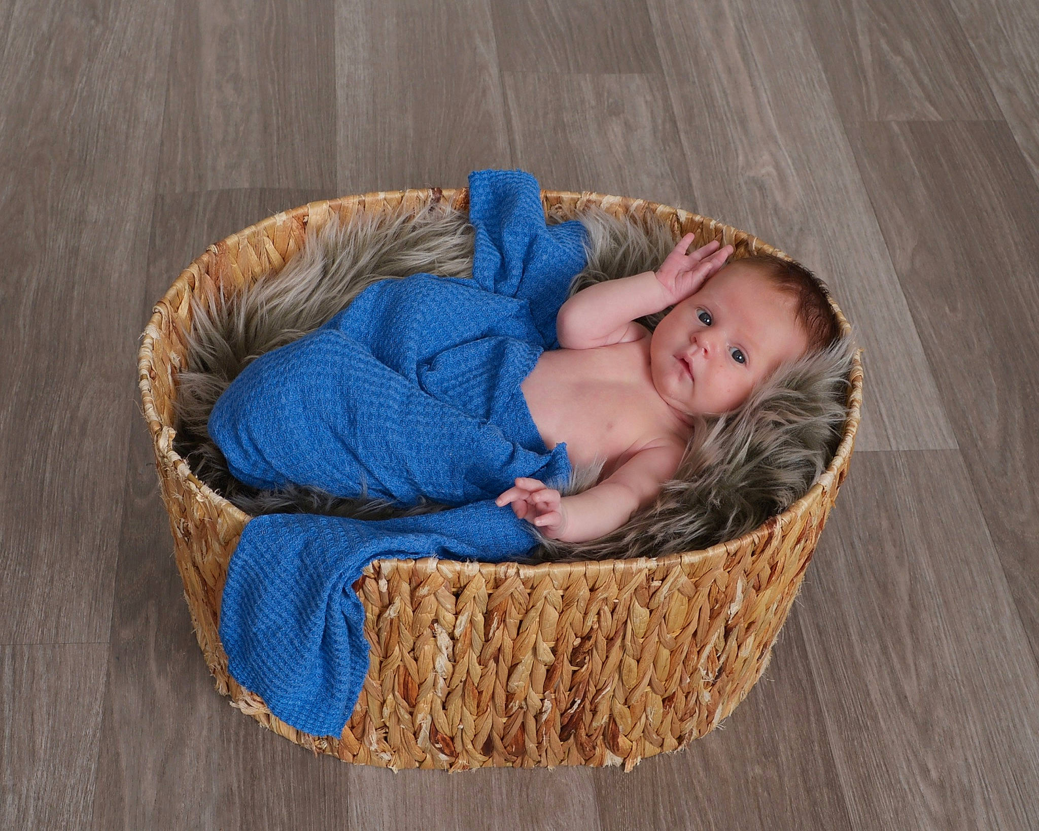 Shawn joined the competition — help win amazing prizes! baby, baby_products, baby_toddler_clothing, basket, child, comfort, electric_blue, fashion_accessory, flooring, grass, hardwood, headgear, infant_bed, person, sitting, storage_basket, textile, toddler, wicker, wood