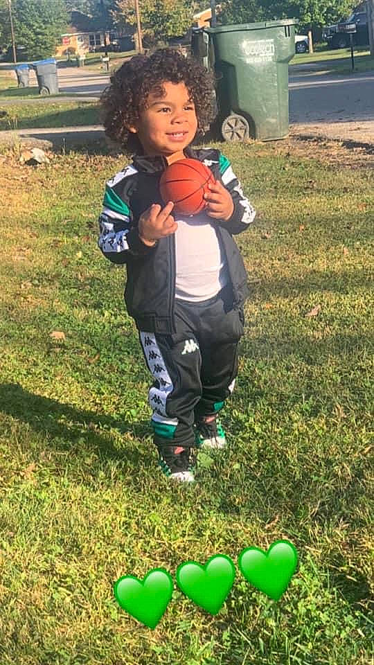 Mitchell joined the competition — help win amazing prizes! ball, child, competition_event, football, fun, grass, green, happy, joy, lawn, leisure, people_in_nature, person, plant, player, recreation, smile, soil, spring, t_shirt