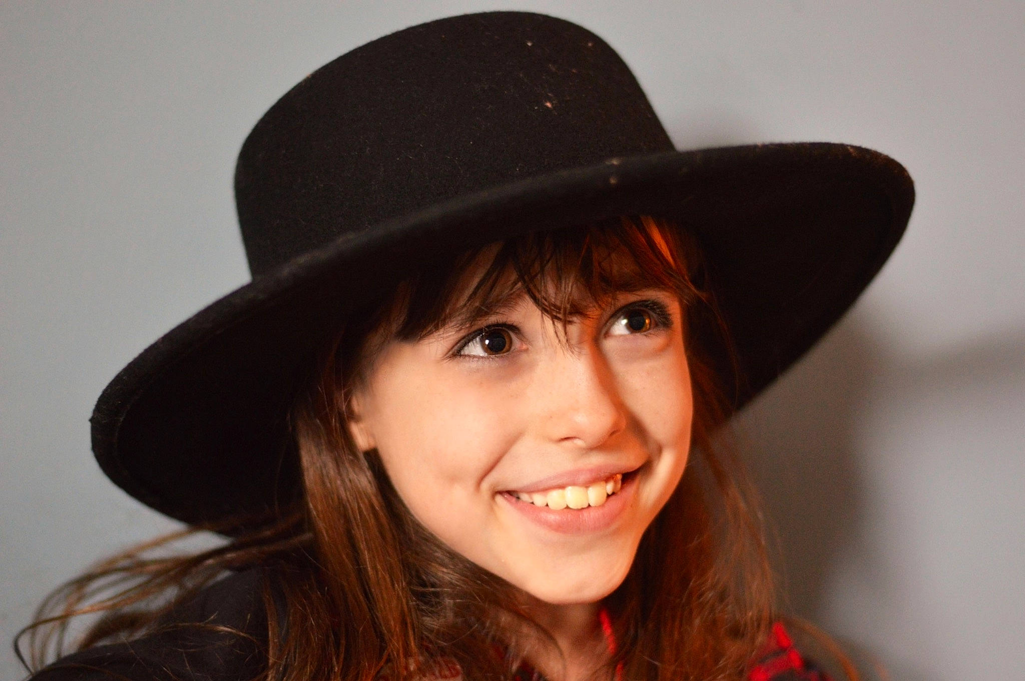 Ivyrose is registered to the contest to win money with this photo: black_hair, clothing, costume_accessory, costume_hat, fashion_accessory, fedora, hat, headgear, joy, person, smile, sun_hat