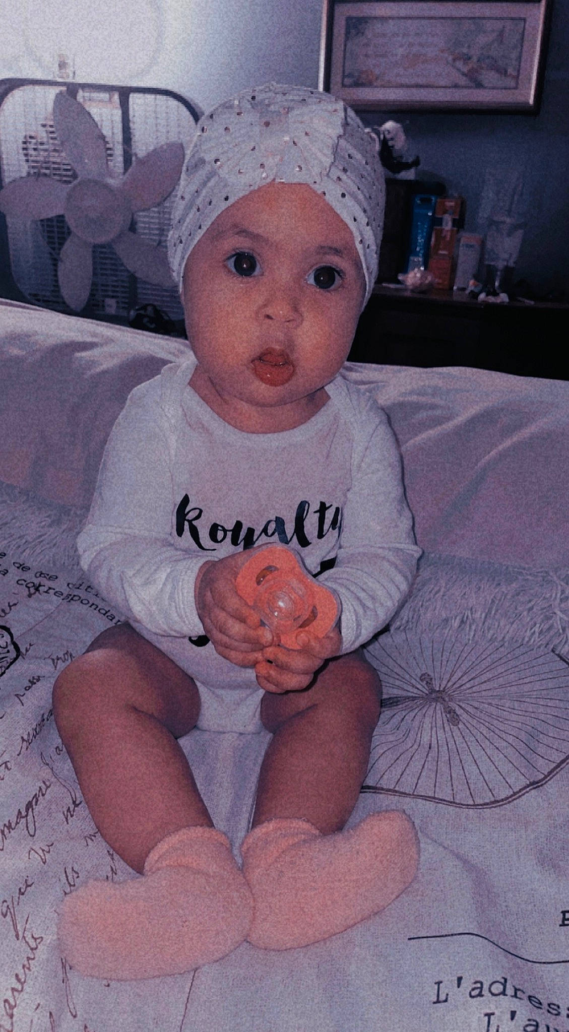 Royalty joined the competition — help win amazing prizes! baby, baby_toddler_clothing, cap, cheek, comfort, cool, costume_hat, eye, face, fun, head, headgear, headwear, human_body, person, pink, skin, sleeve, surprise, t_shirt