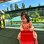 Tyanna participe au concours pour gagner de l'argent avec cette photo : child, toddler, slide, playground, outdoor, toy, dress, pink, red, green, trees, sky, sunny, shoes, cute, person, fun, play, daylight, curly_hair