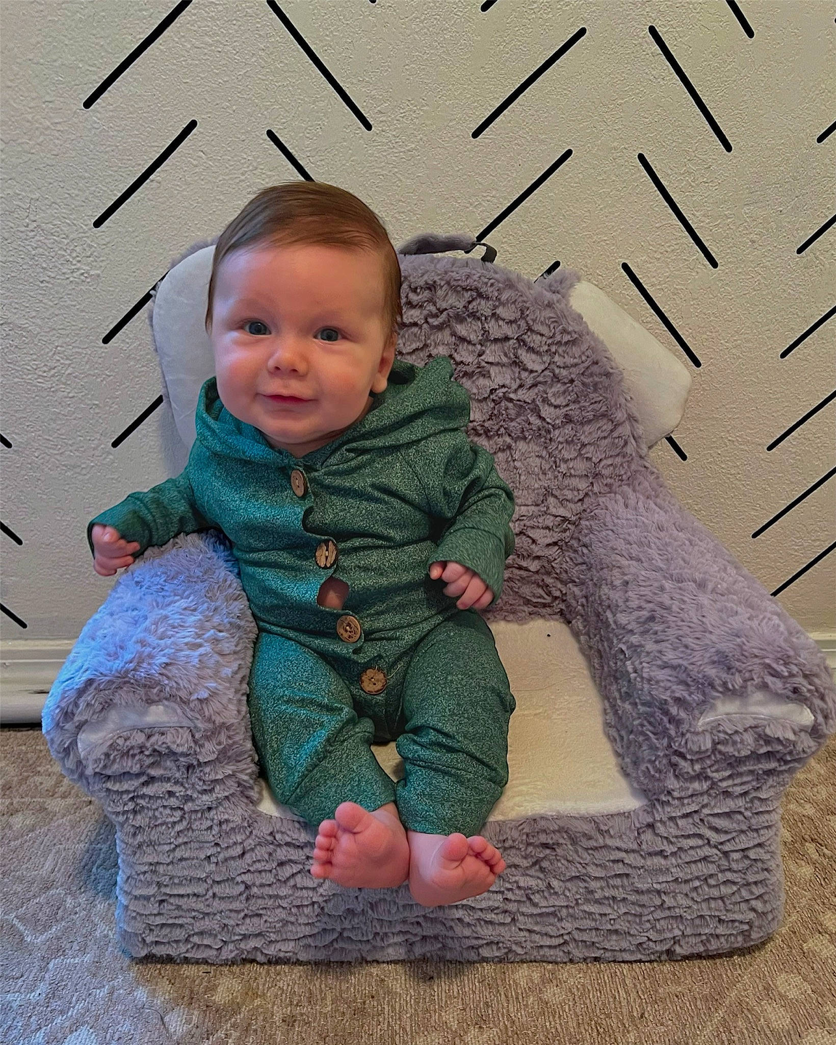 Kohen joined the competition — help win amazing prizes! baby, baby_toddler_clothing, cheek, child, comfort, face, facial_expression, flooring, fun, grass, happy, head, pattern, person, skin, sleeve, smile, standing, textile, toddler